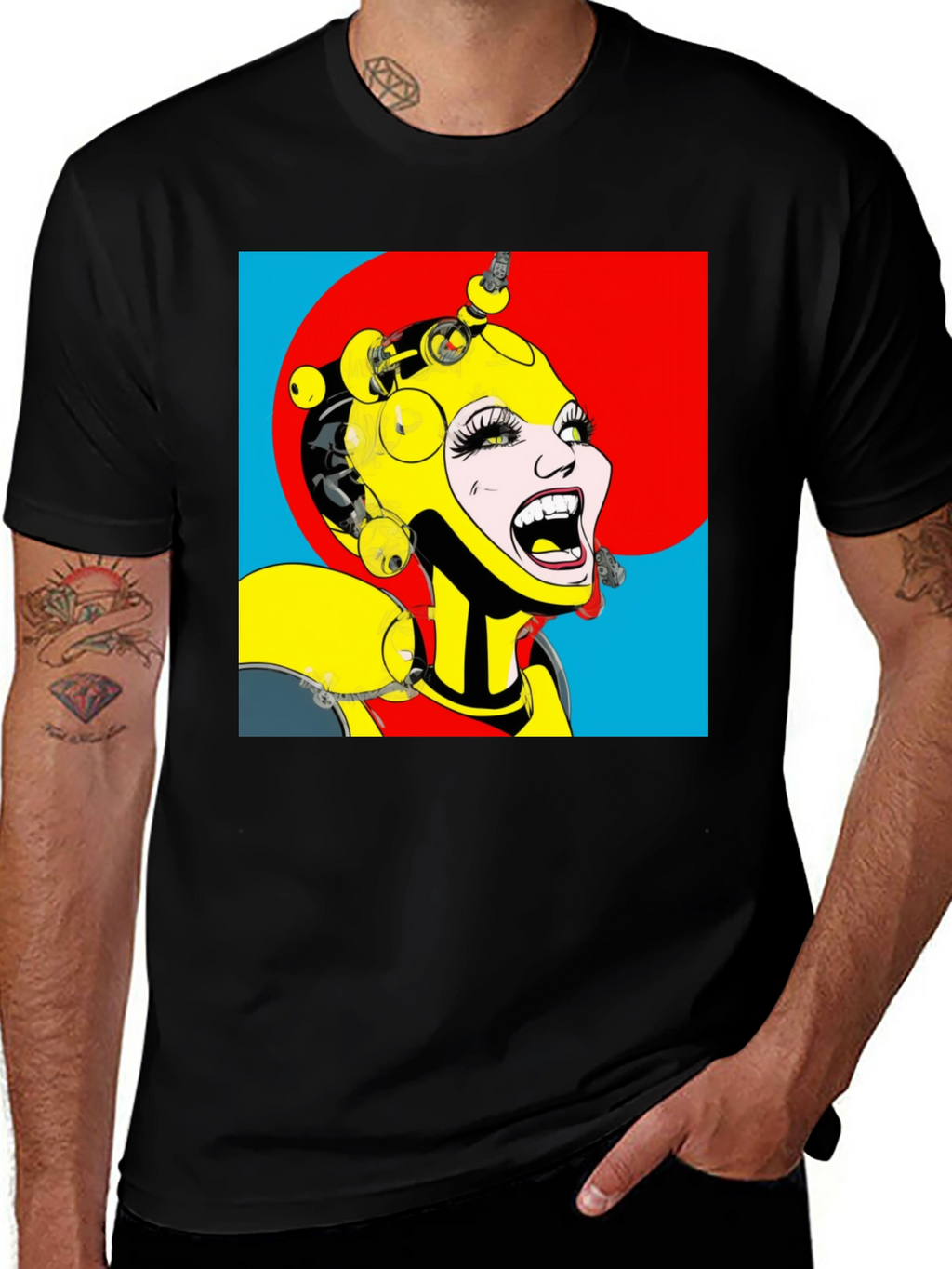 Pop Art Robot Woman Graphic T-Shirt