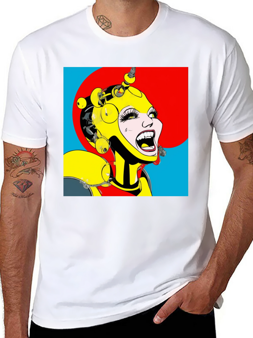 Pop Art Robot Woman Graphic T-Shirt