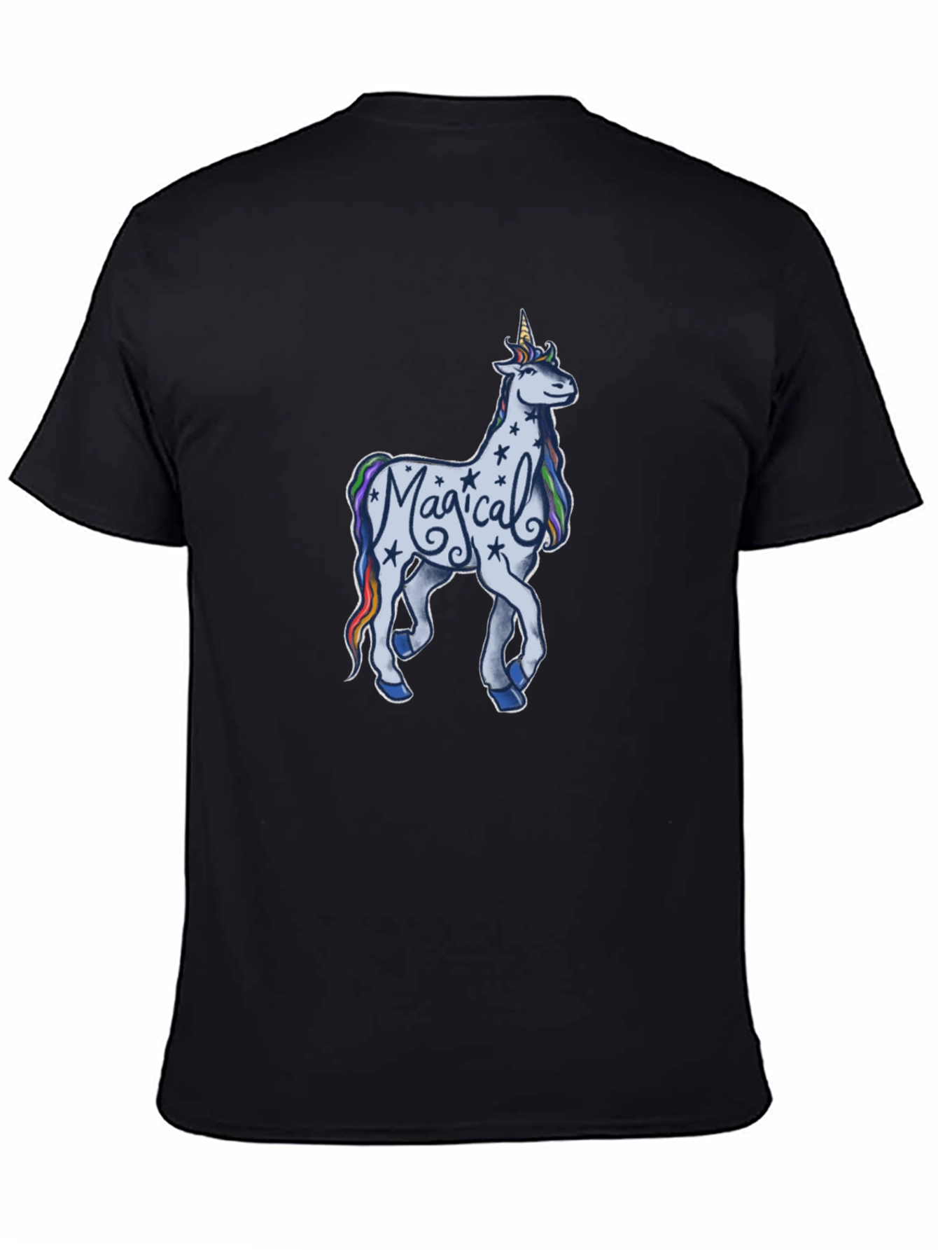 Magical Unicorn Graphic T-Shirt - Black Cotton Tee