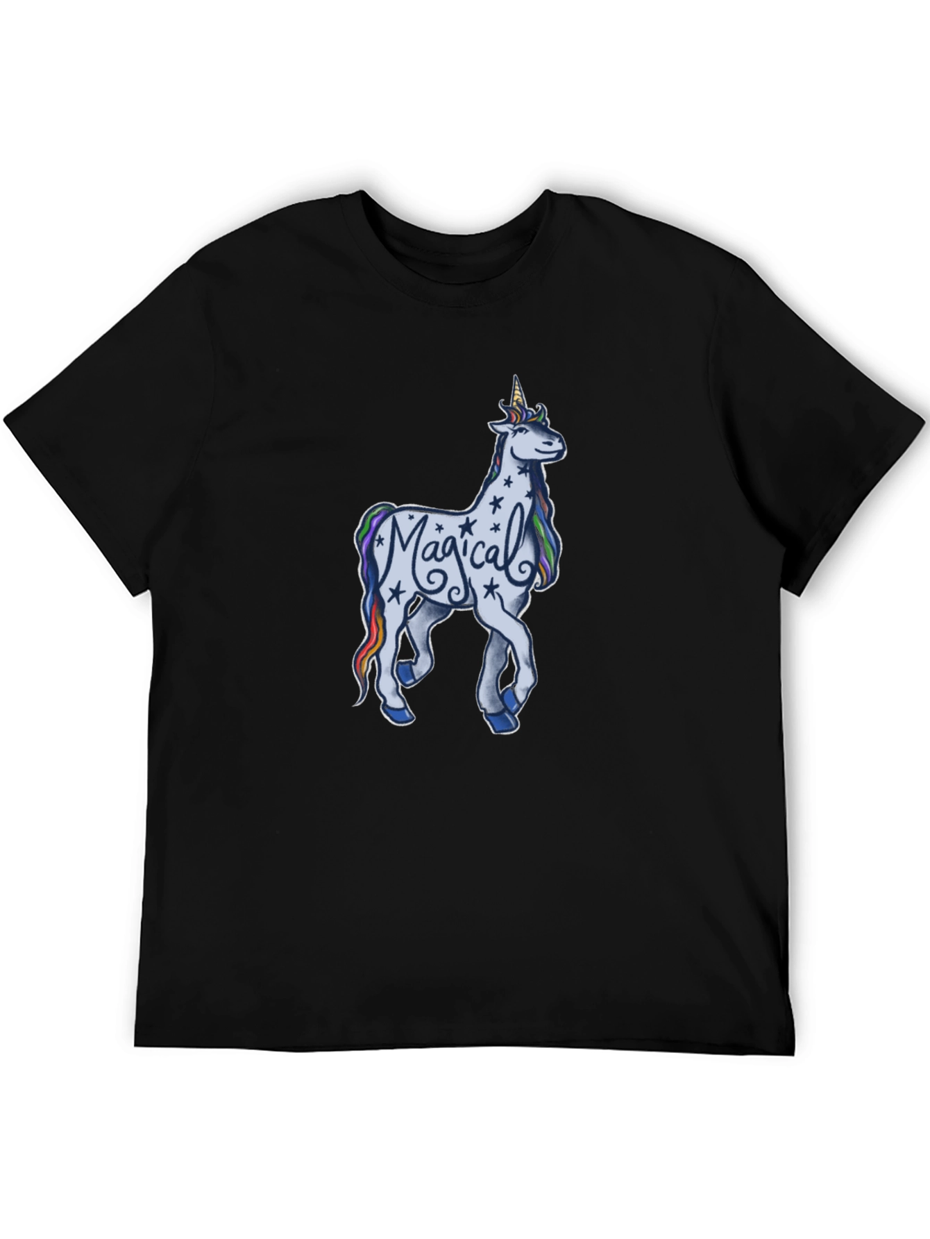 Magical Unicorn Graphic T-Shirt - Black Cotton Tee