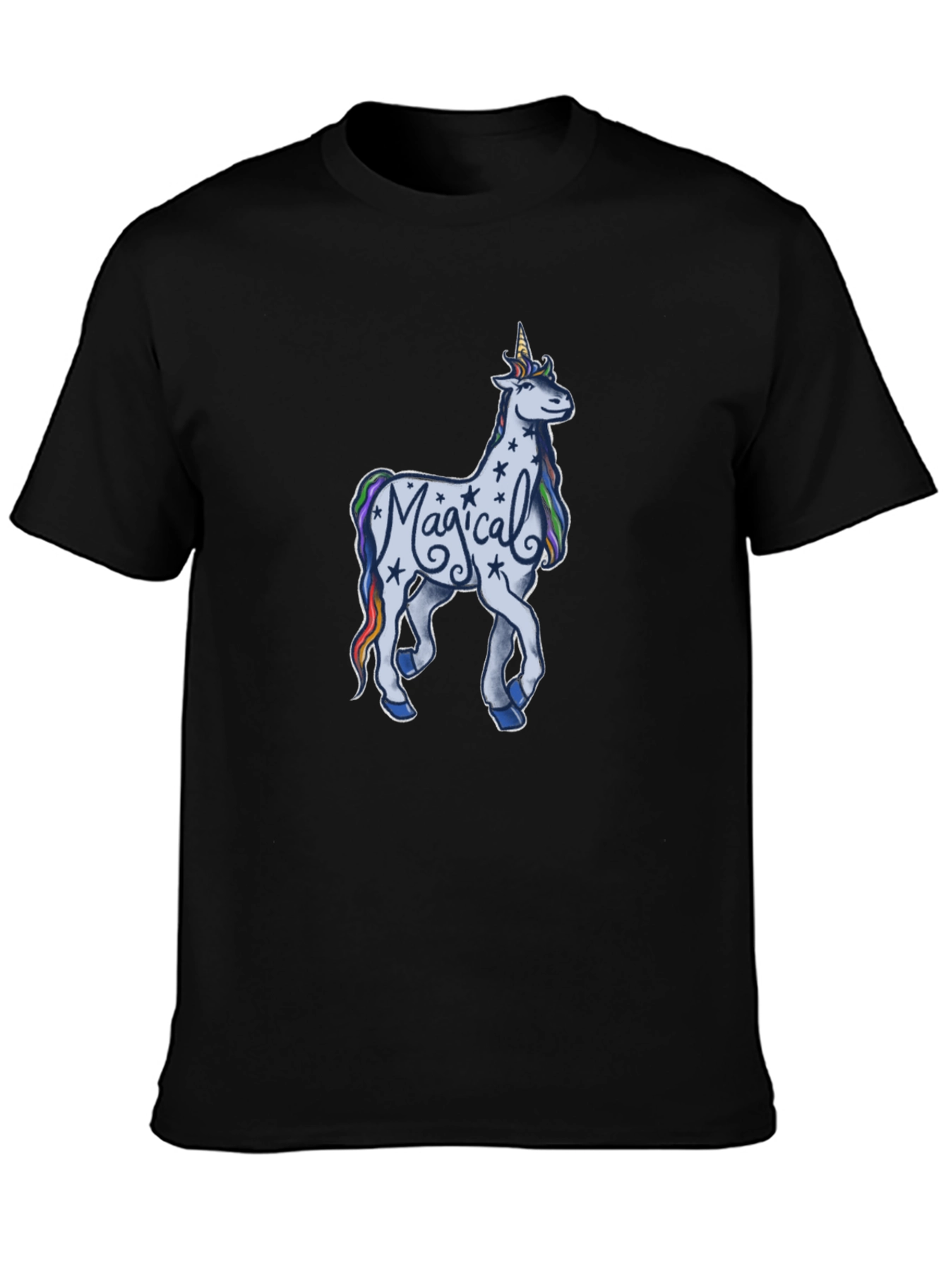 Magical Unicorn Graphic T-Shirt - Black Cotton Tee
