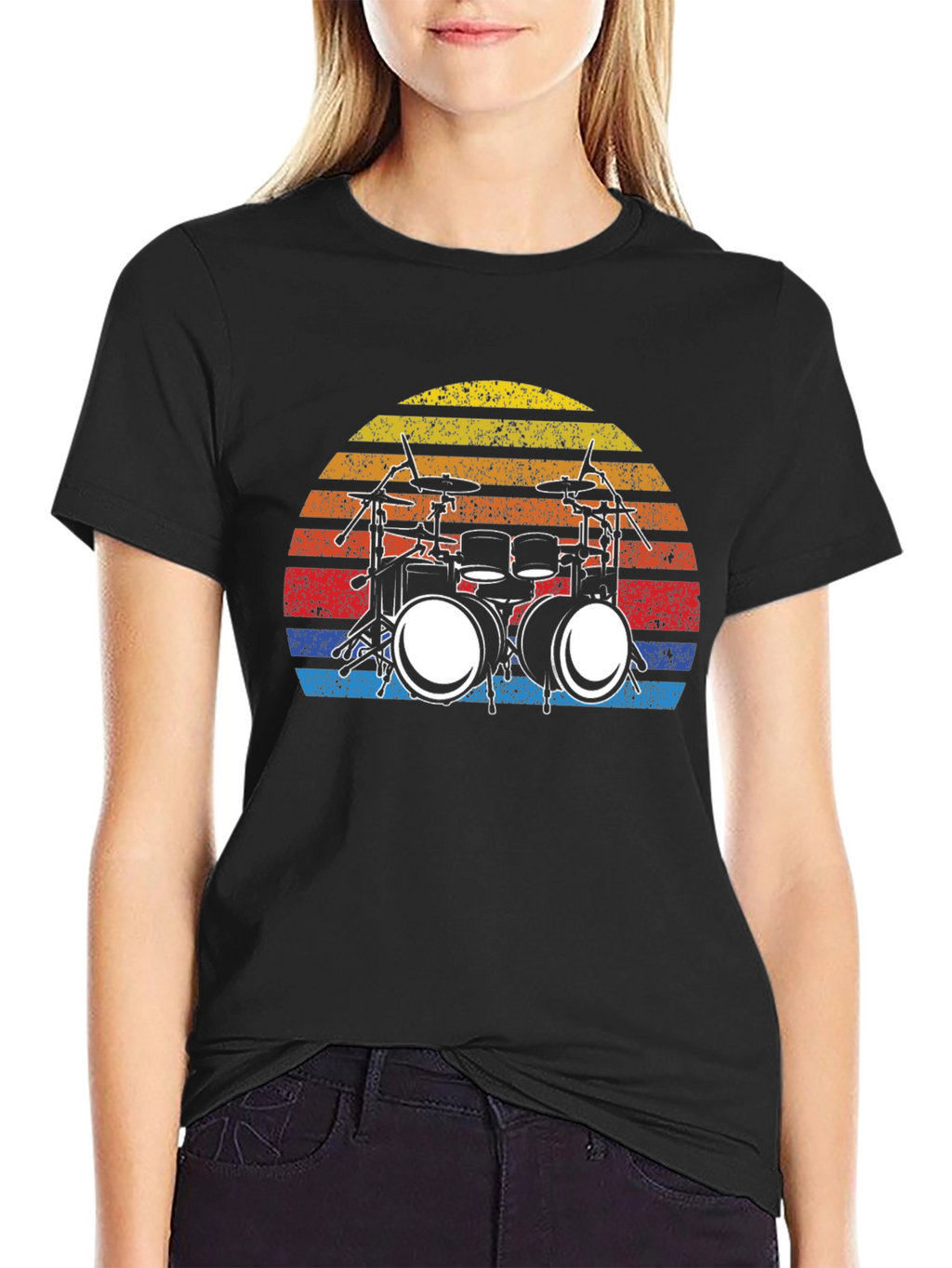 Drum Set Sunset Graphic T-Shirt