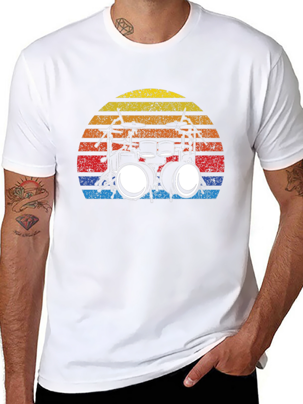 Drum Set Sunset Graphic T-Shirt