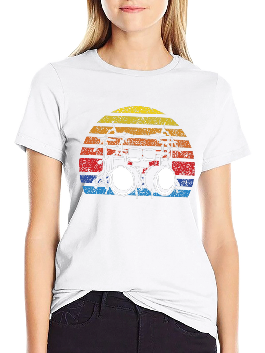 Drum Set Sunset Graphic T-Shirt