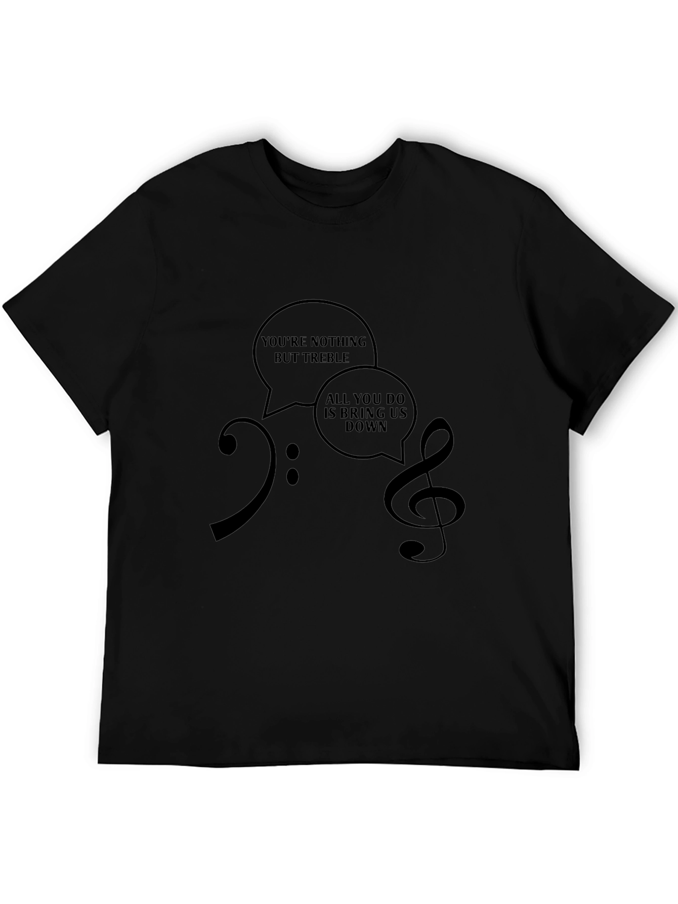 Musical Humor T-Shirt: Treble & Bass Clef Design