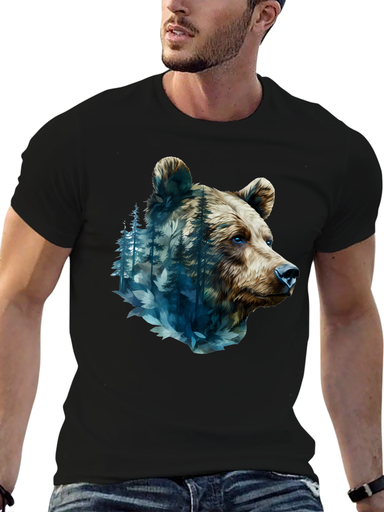 Bear Forest Graphic Black T-Shirt