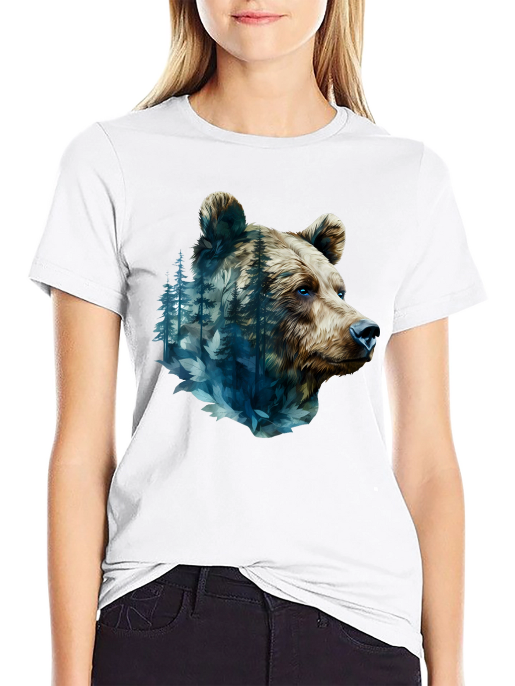 Bear Forest Graphic Black T-Shirt