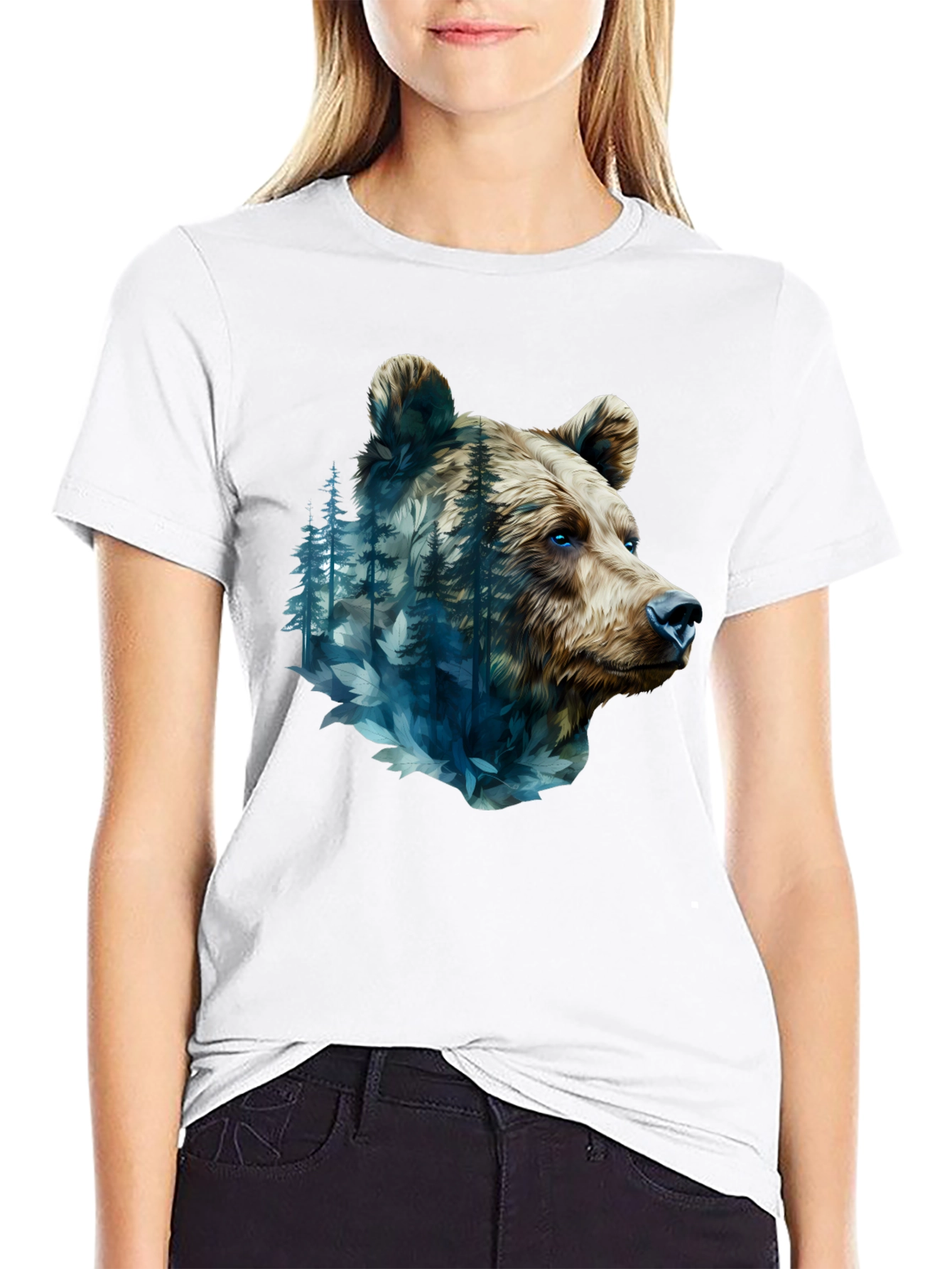 Bear Forest Graphic Black T-Shirt