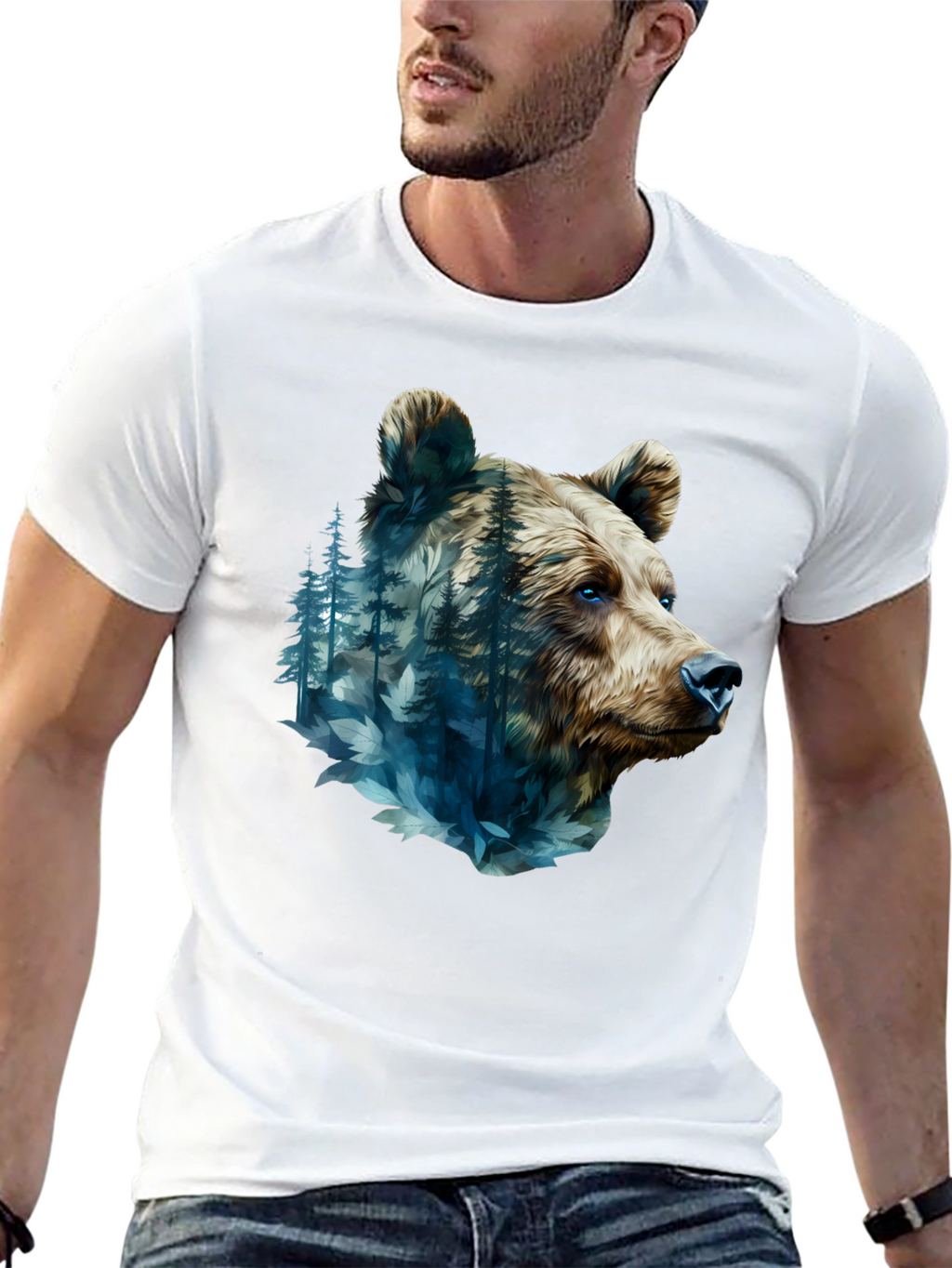 Bear Forest Graphic Black T-Shirt