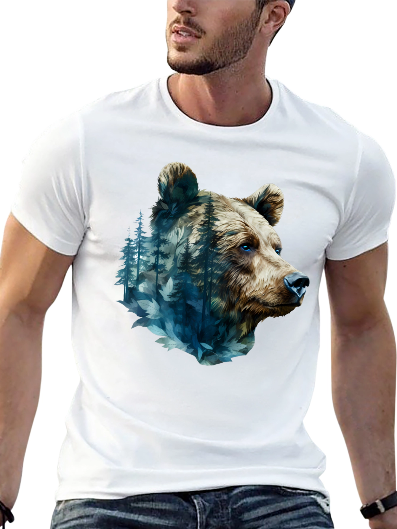Bear Forest Graphic Black T-Shirt