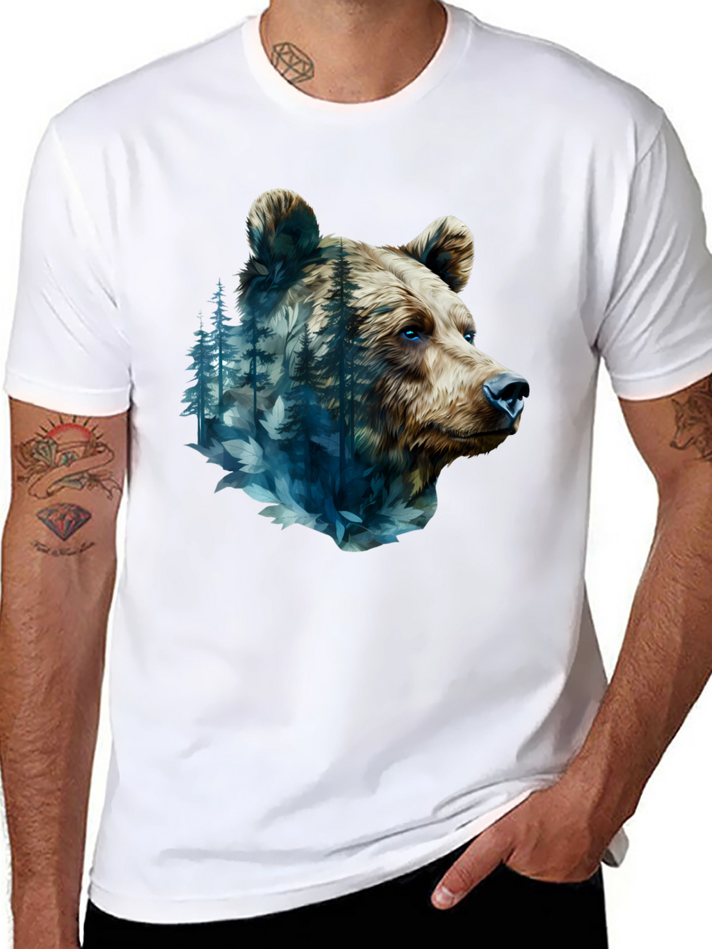 Bear Forest Graphic Black T-Shirt