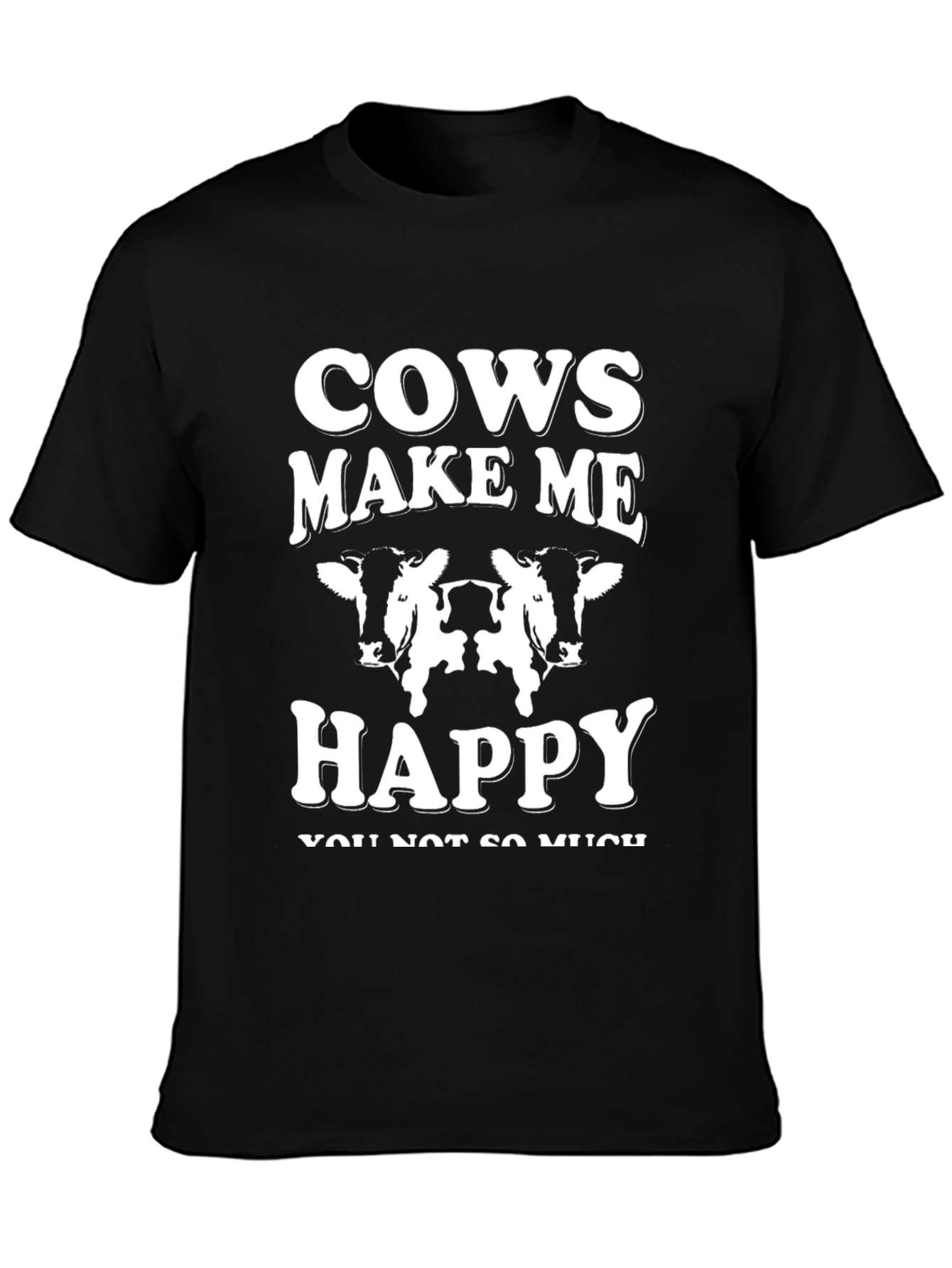 Cows Make Me Happy Graphic Tee - Black
