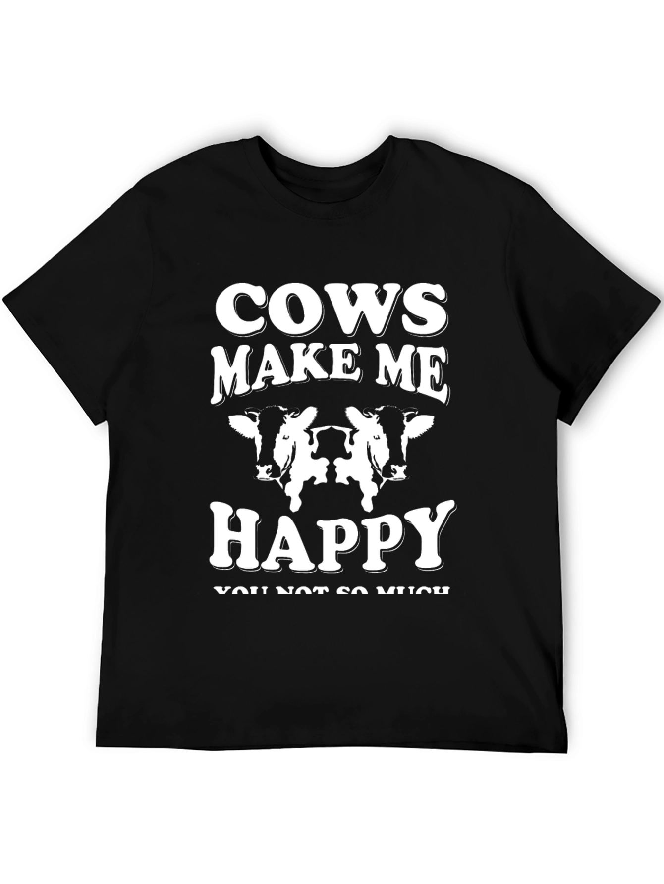 Cows Make Me Happy Graphic Tee - Black