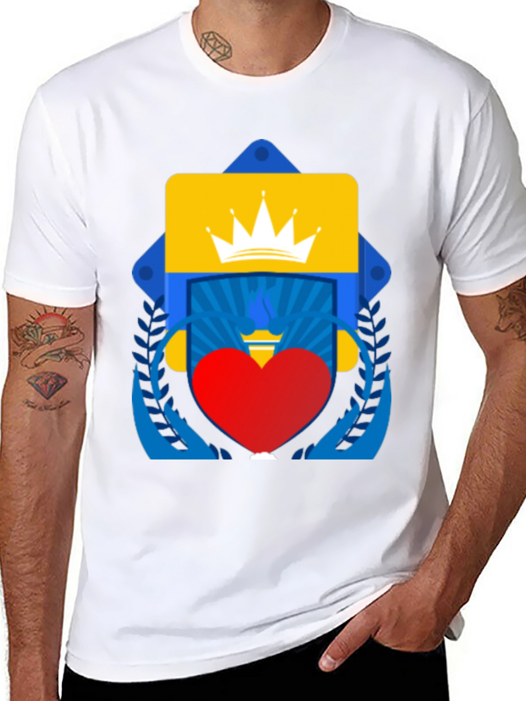 Graphic Tee: Crown Heart and Shield Design