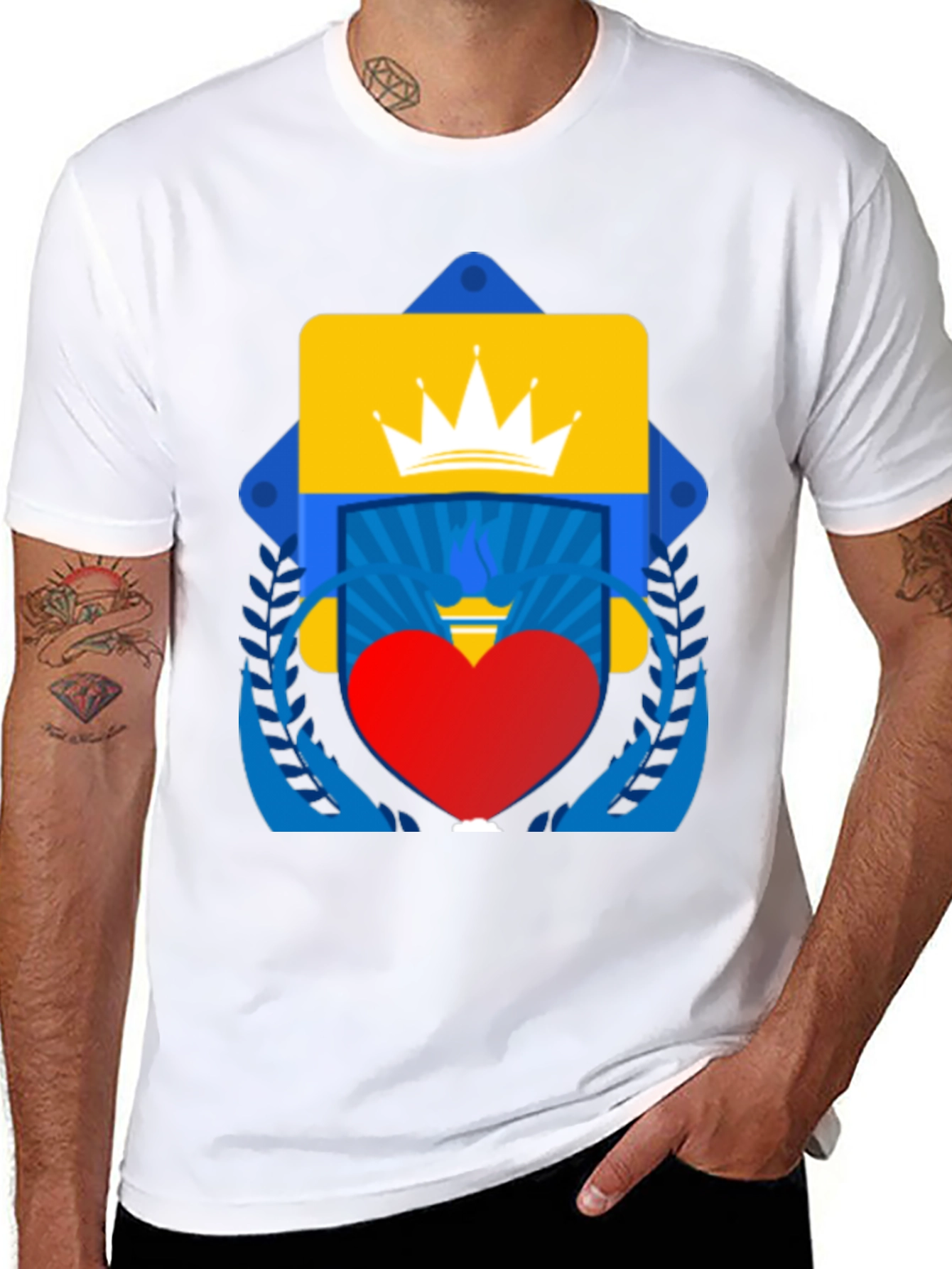 Graphic Tee: Crown Heart and Shield Design
