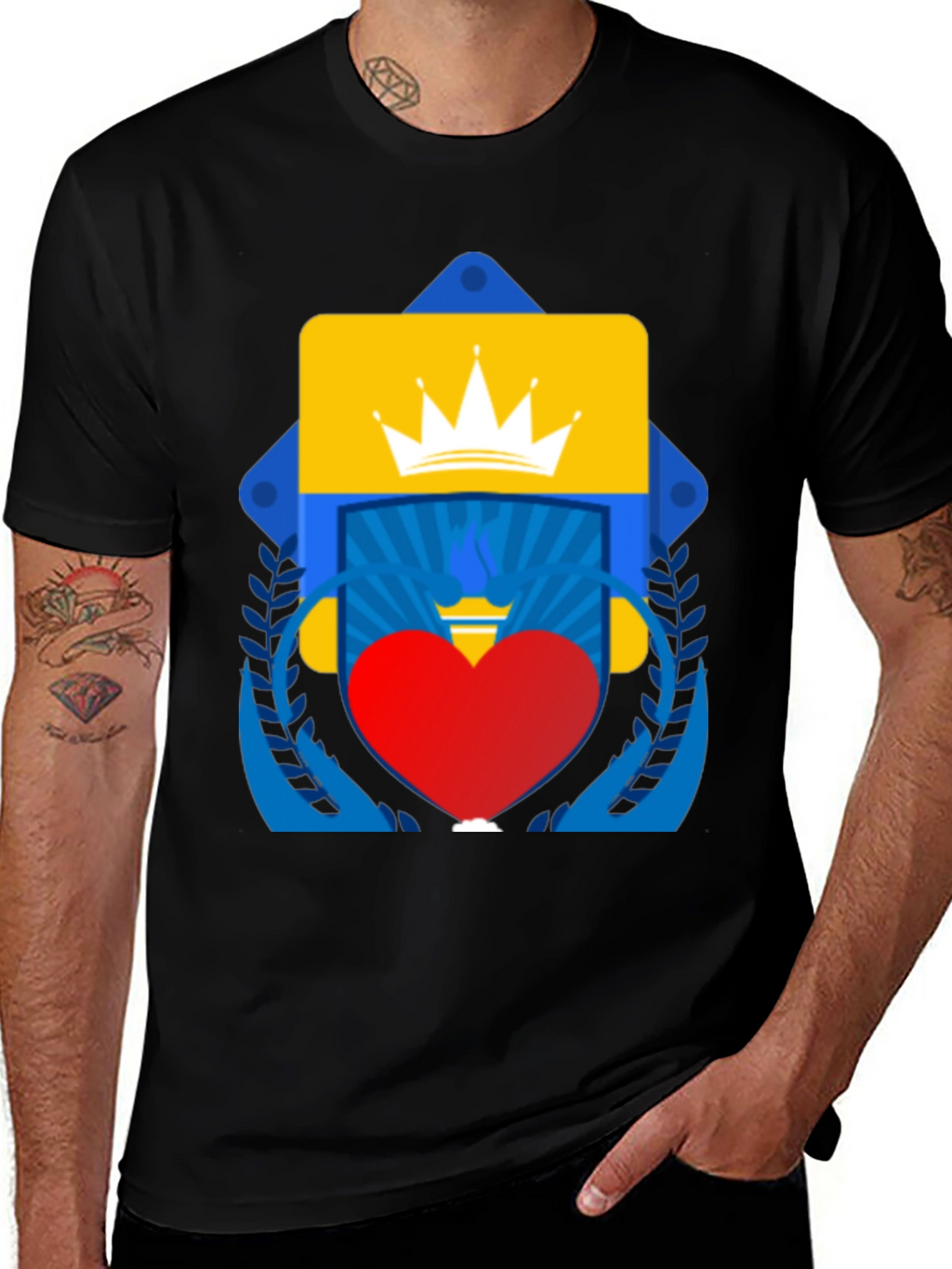Graphic Tee: Crown Heart and Shield Design