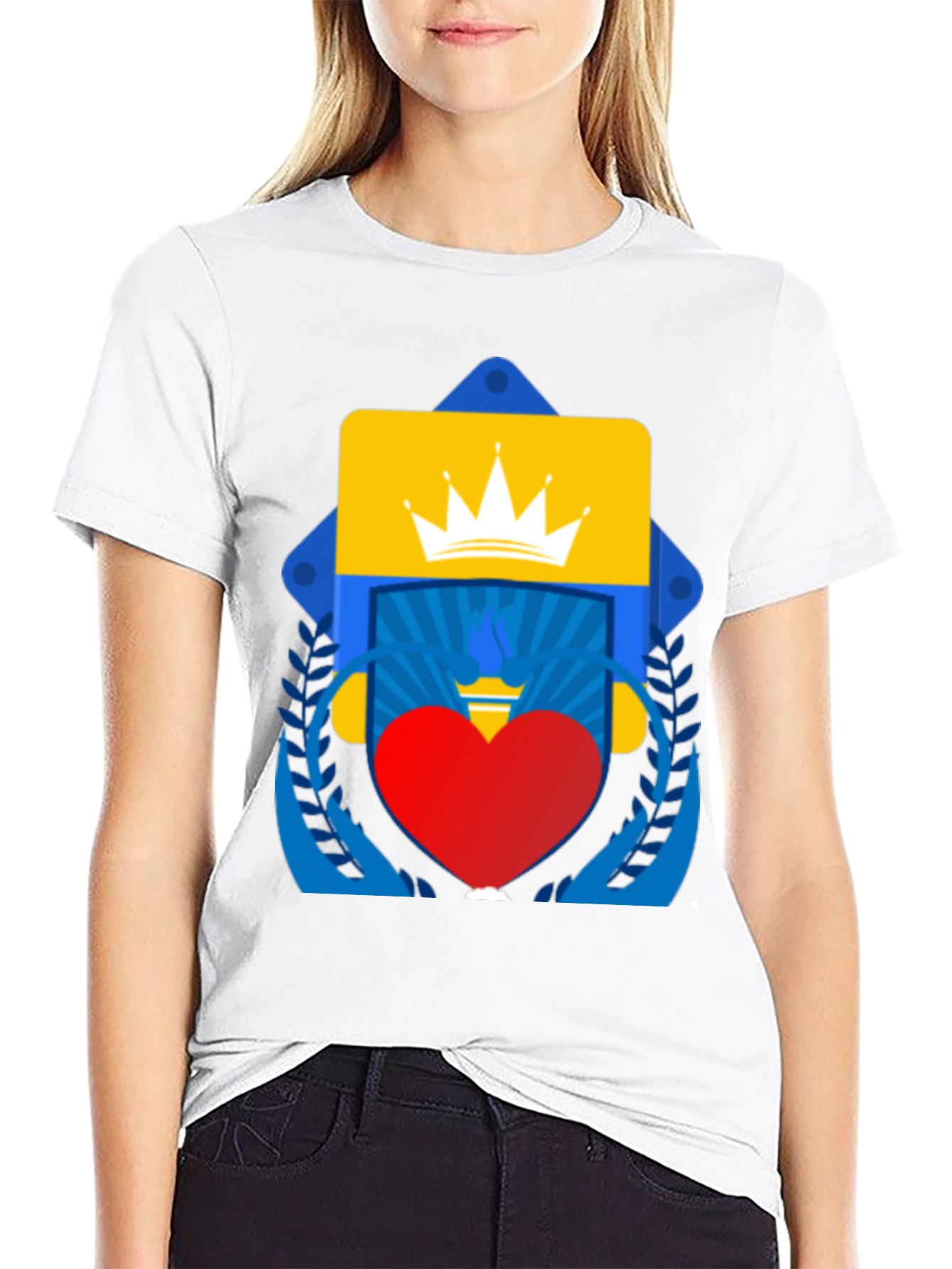 Graphic Tee: Crown Heart and Shield Design