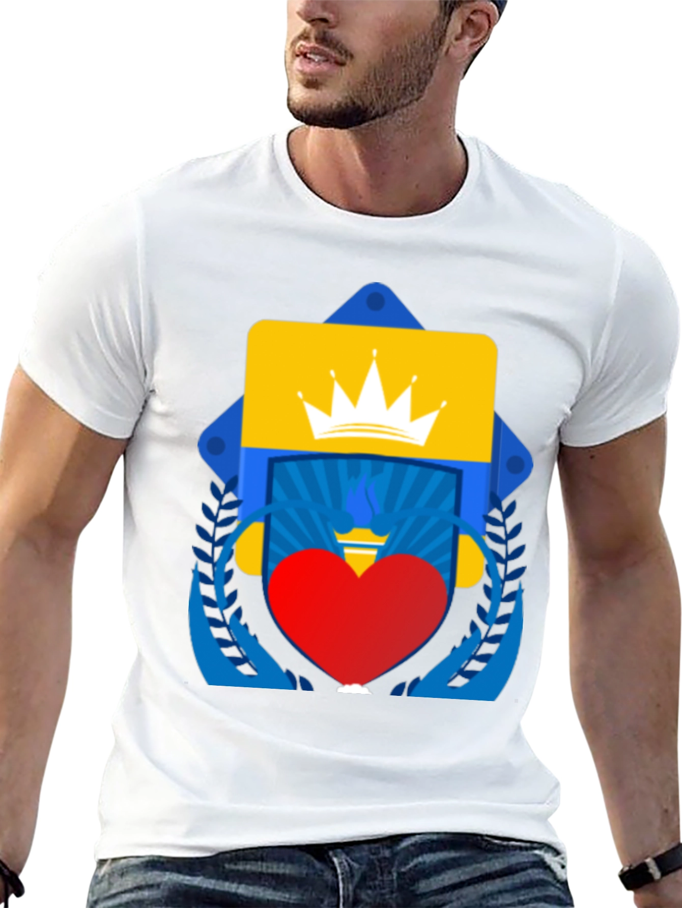 Graphic Tee: Crown Heart and Shield Design