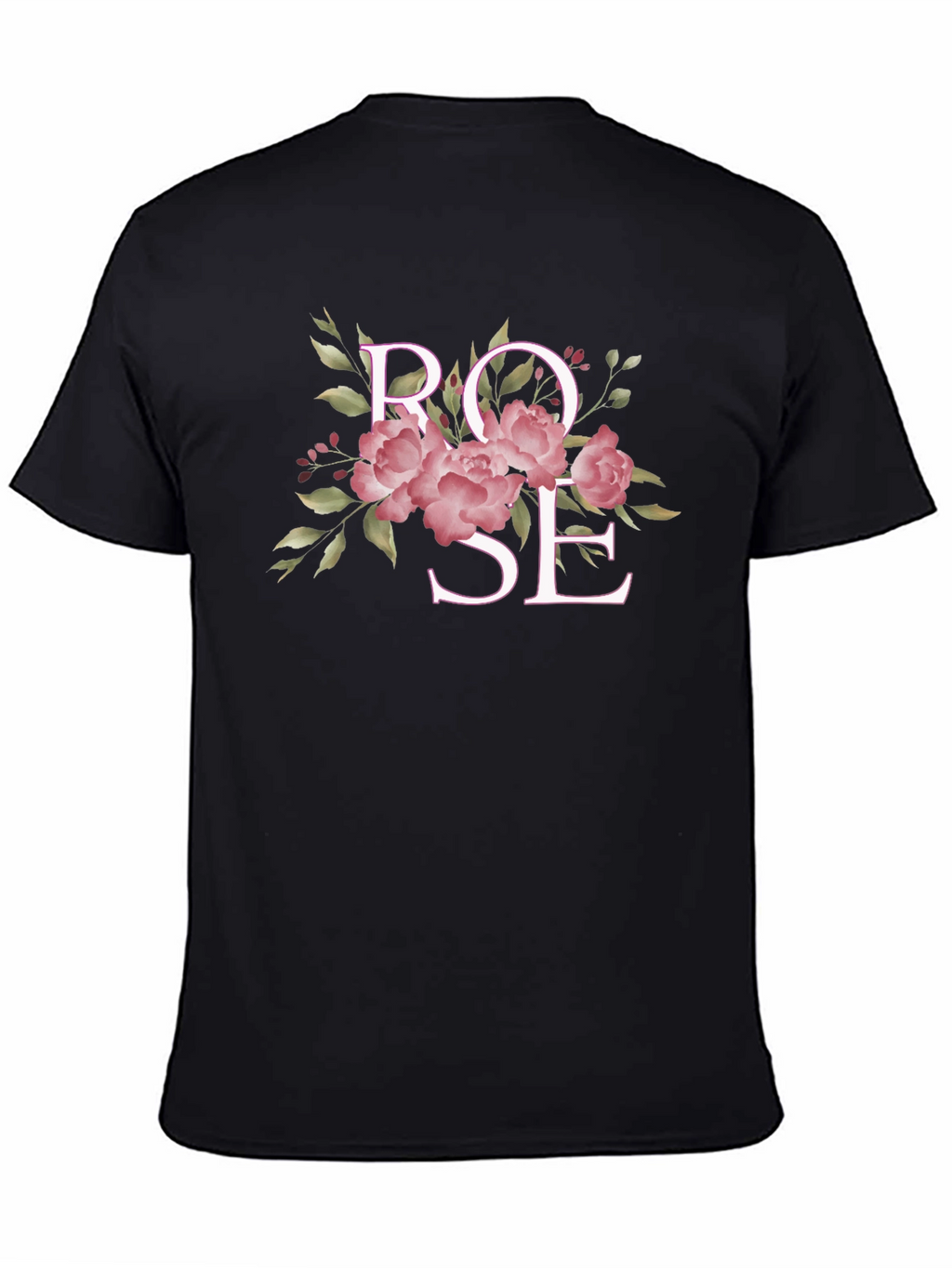 Rose Floral Graphic Black T-Shirt