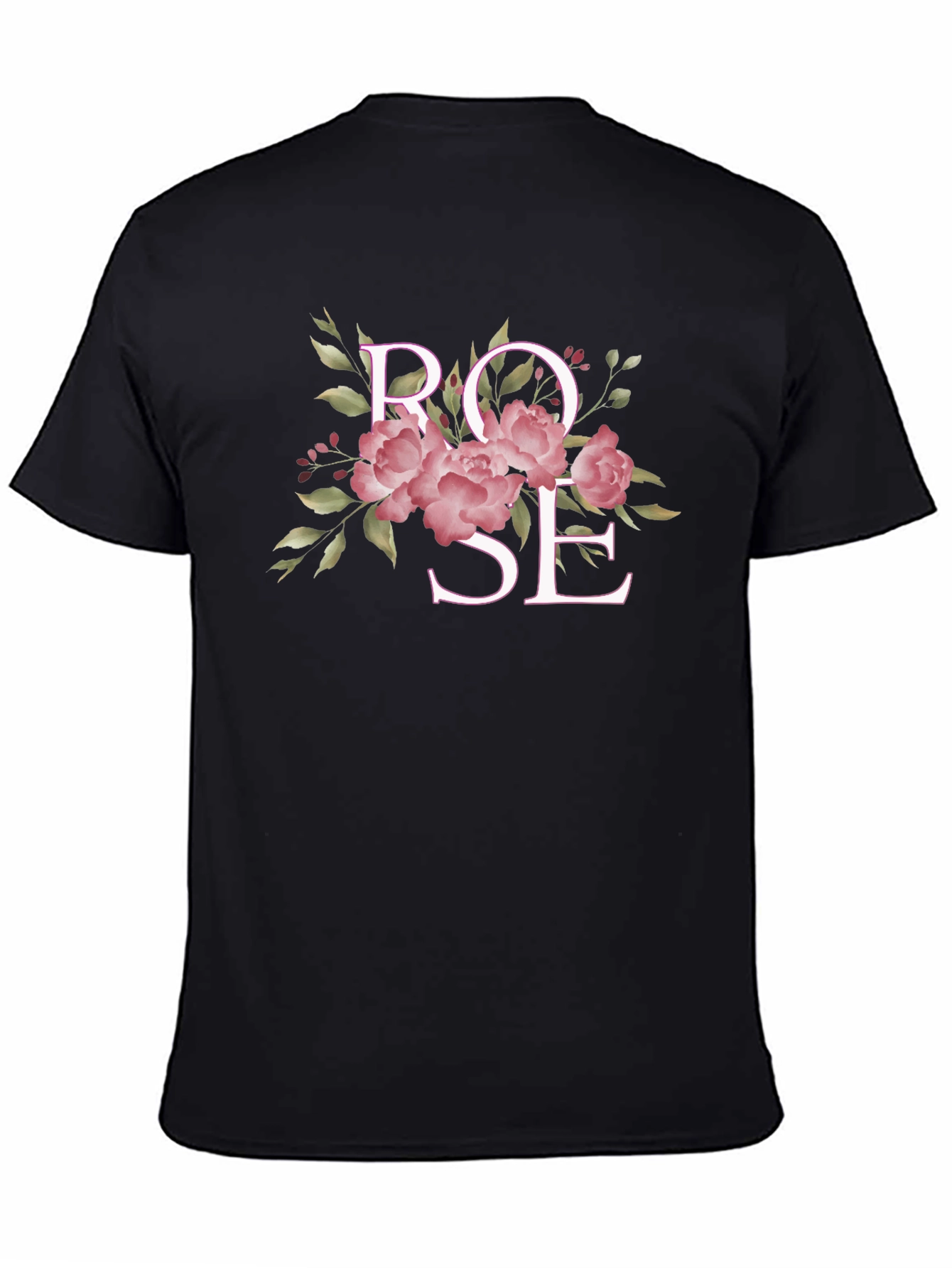 Rose Floral Graphic Black T-Shirt