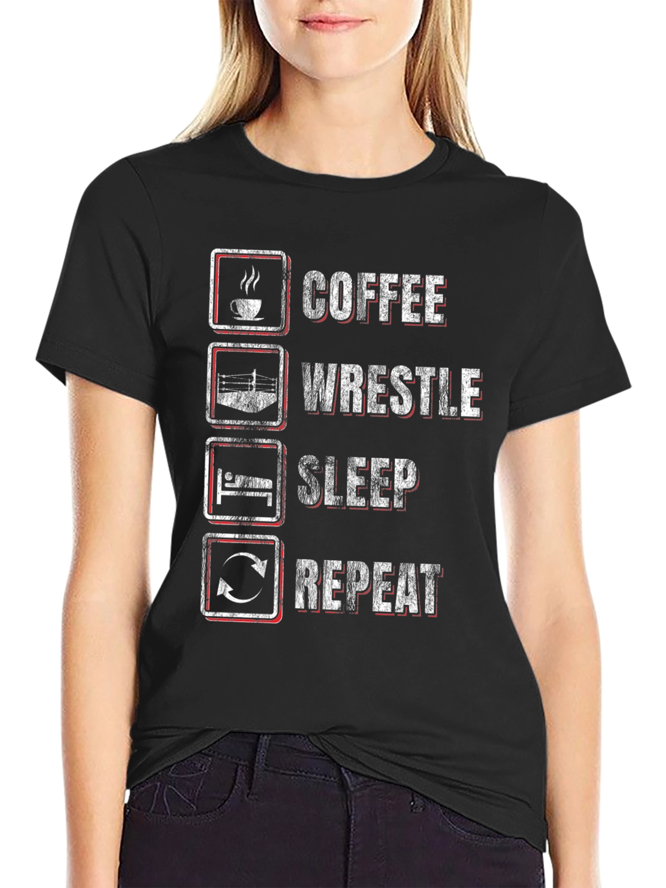 Coffee Wrestle Sleep Repeat Graphic Tee