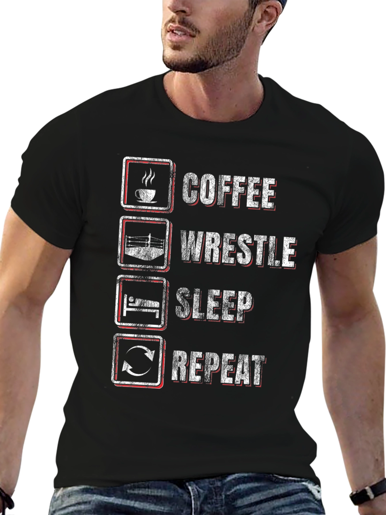Coffee Wrestle Sleep Repeat Graphic Tee