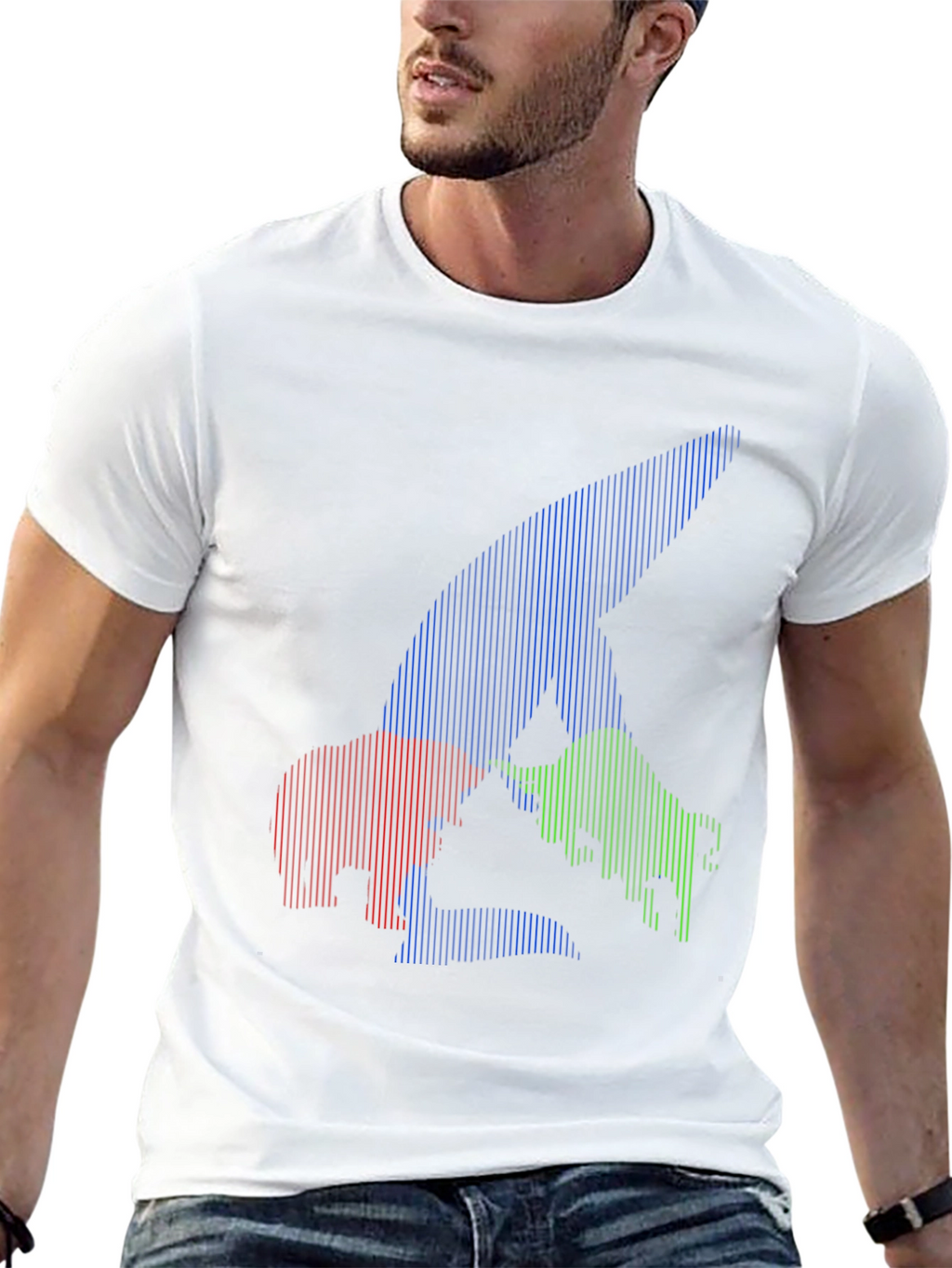 Bull Bear Shark Tee - Unique Striped Graphic