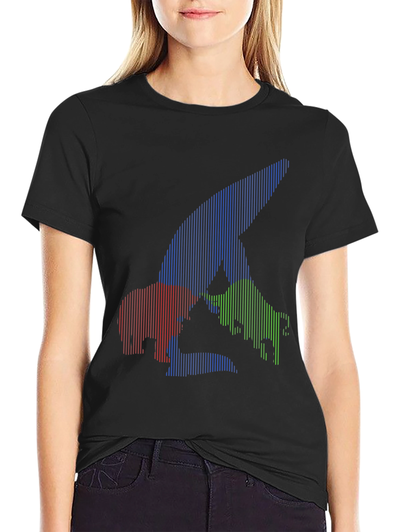 Bull Bear Shark Tee - Unique Striped Graphic