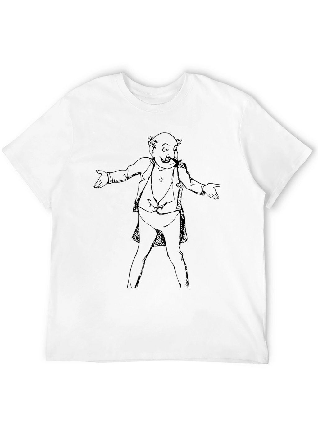 Cartoon Man Graphic Tee - Black Cotton T-Shirt