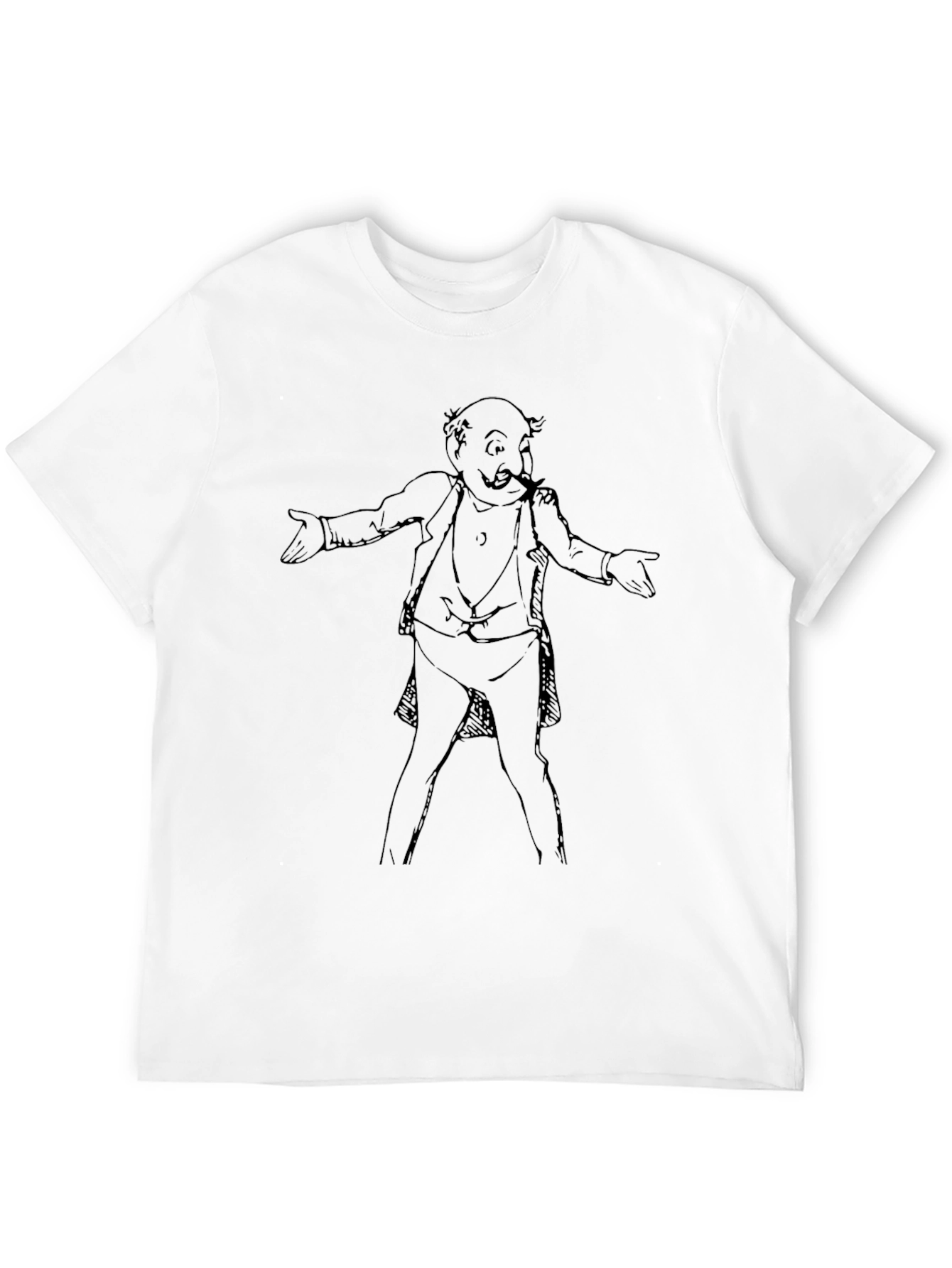 Cartoon Man Graphic Tee - Black Cotton T-Shirt
