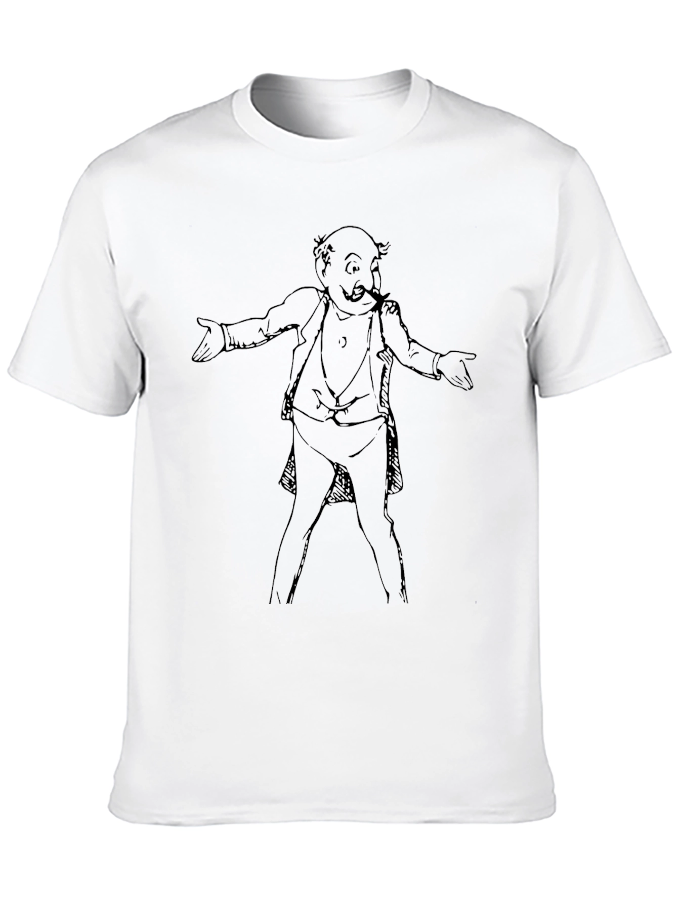Cartoon Man Graphic Tee - Black Cotton T-Shirt
