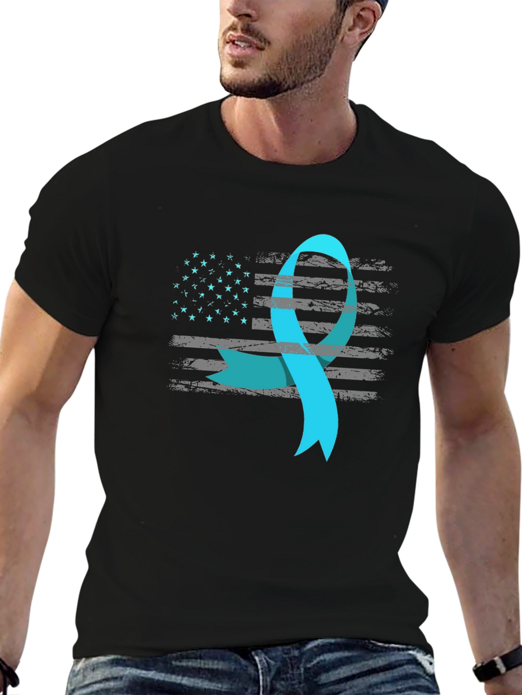 Awareness Ribbon USA Flag T-Shirt
