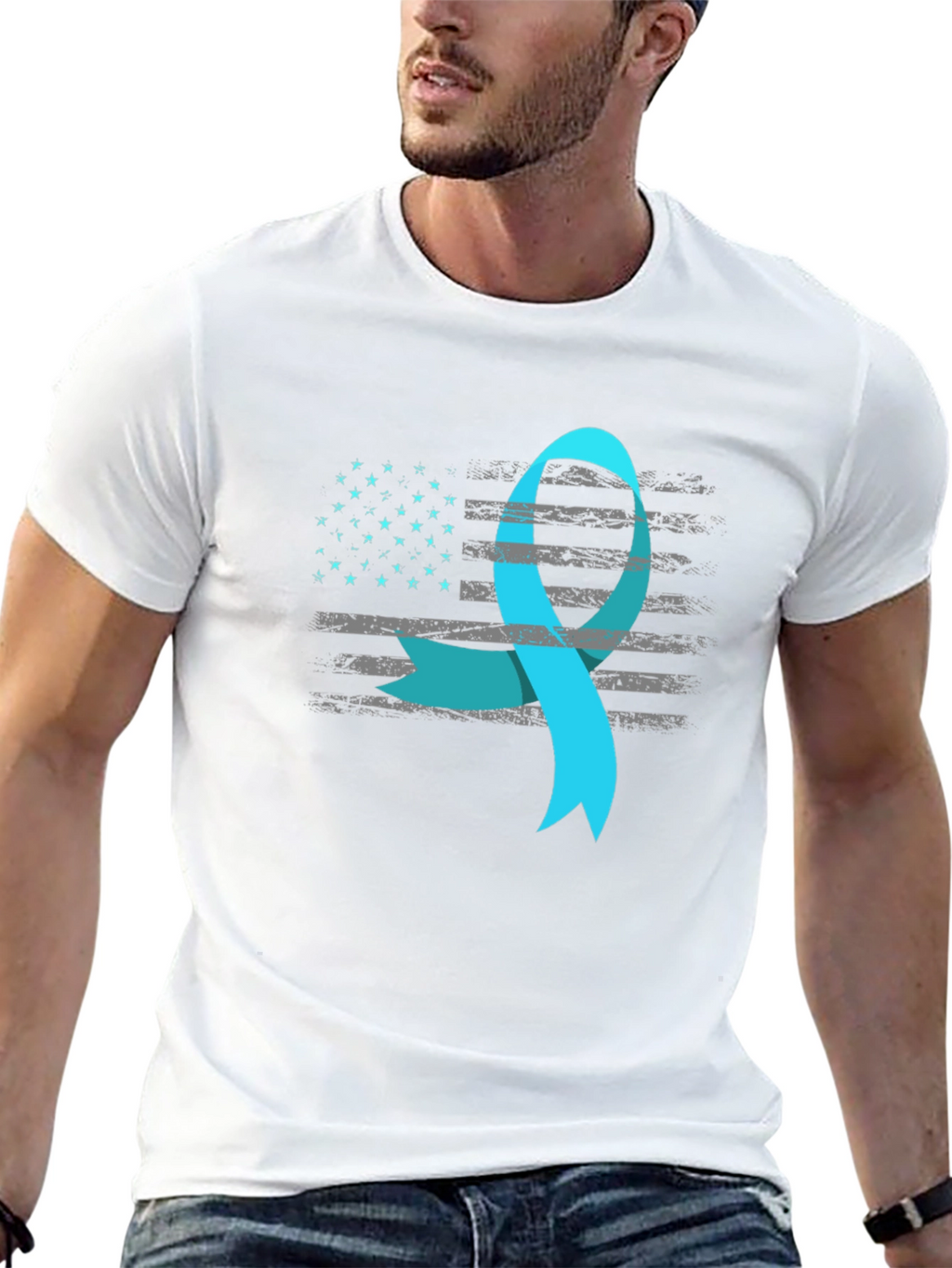 Awareness Ribbon USA Flag T-Shirt