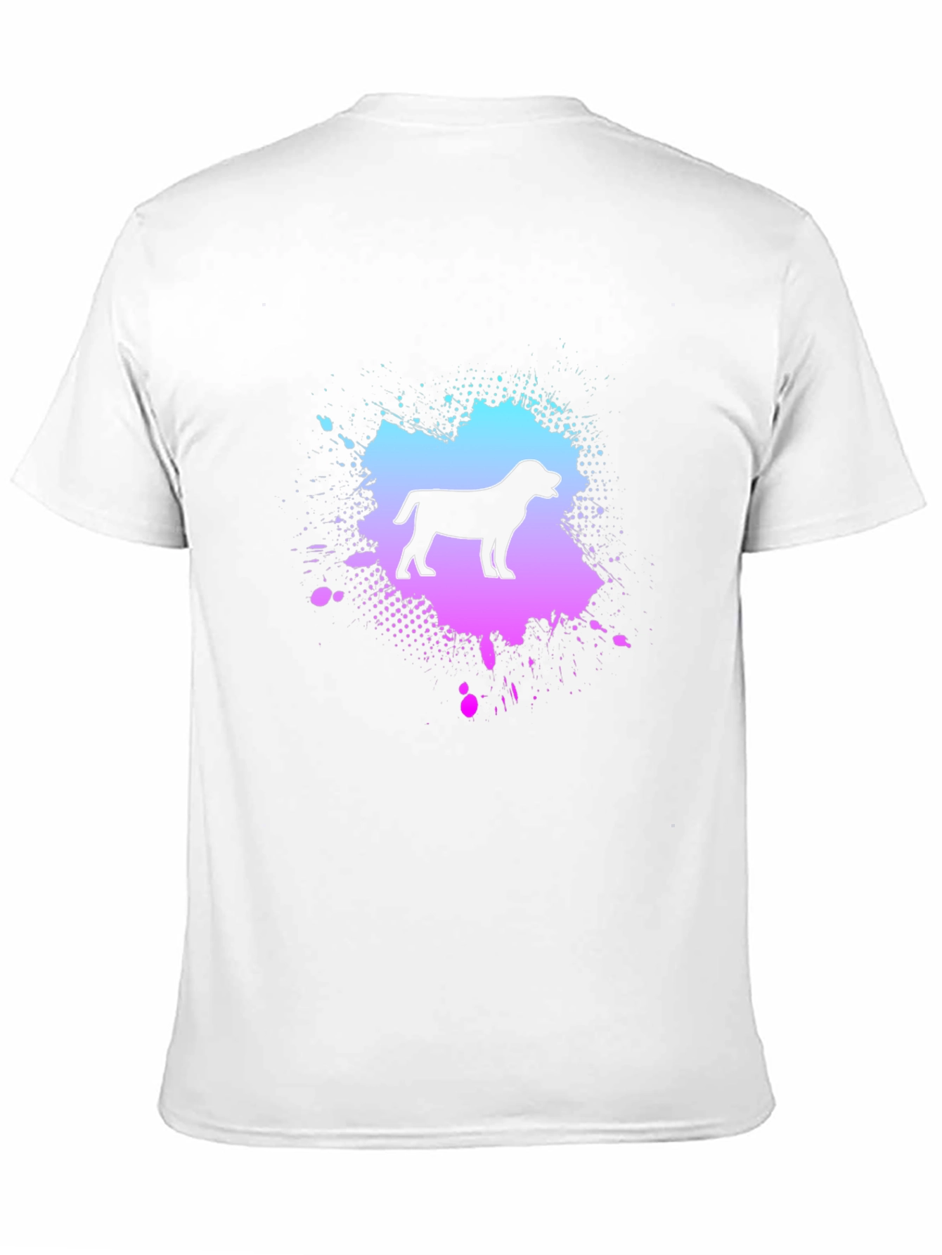 Dog Silhouette Black T-Shirt with Colorful Splatter Design
