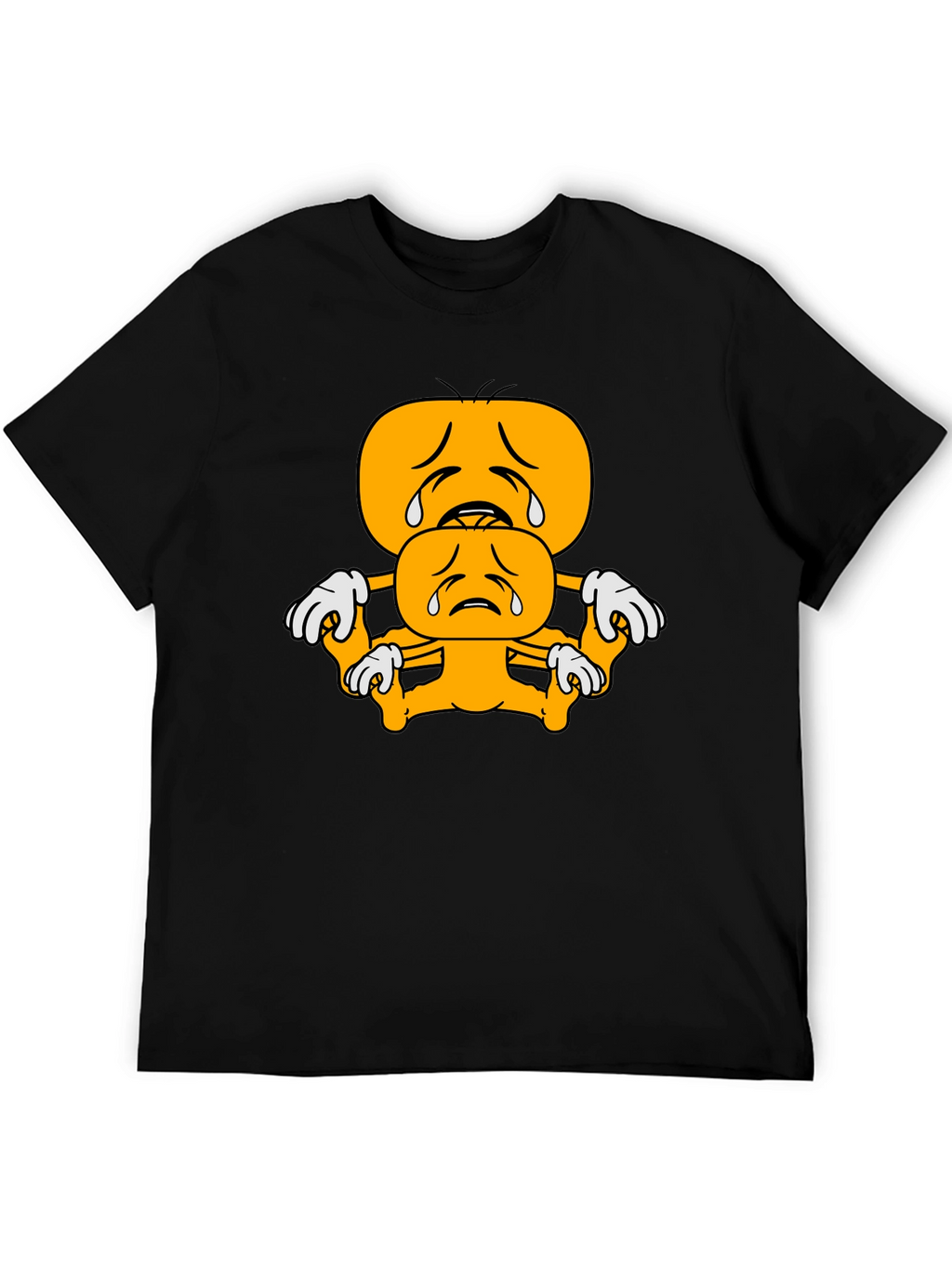 Sad Emoji Stack Black T-Shirt