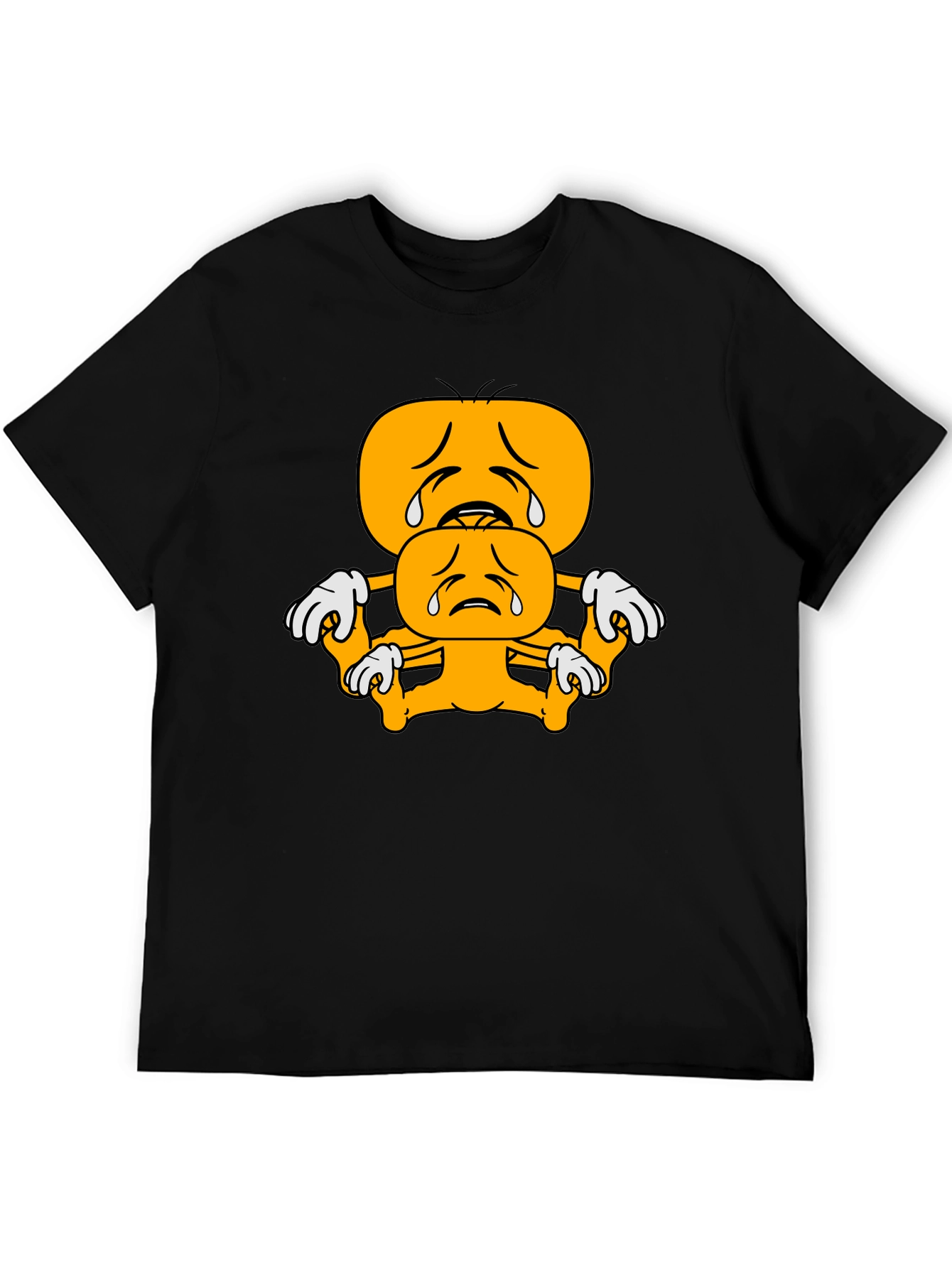 Sad Emoji Stack Black T-Shirt
