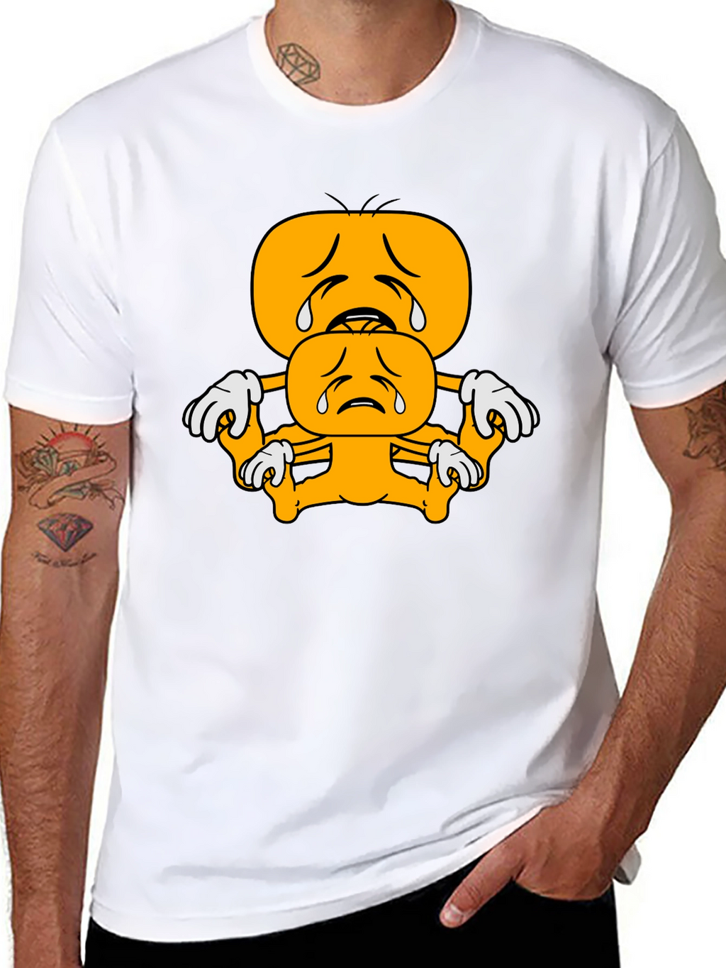 Sad Emoji Stack Black T-Shirt