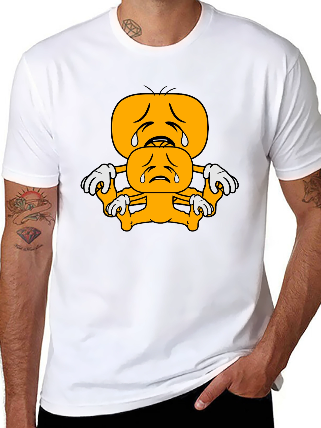 Sad Emoji Stack Black T-Shirt