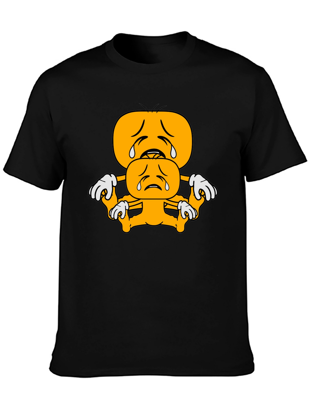 Sad Emoji Stack Black T-Shirt