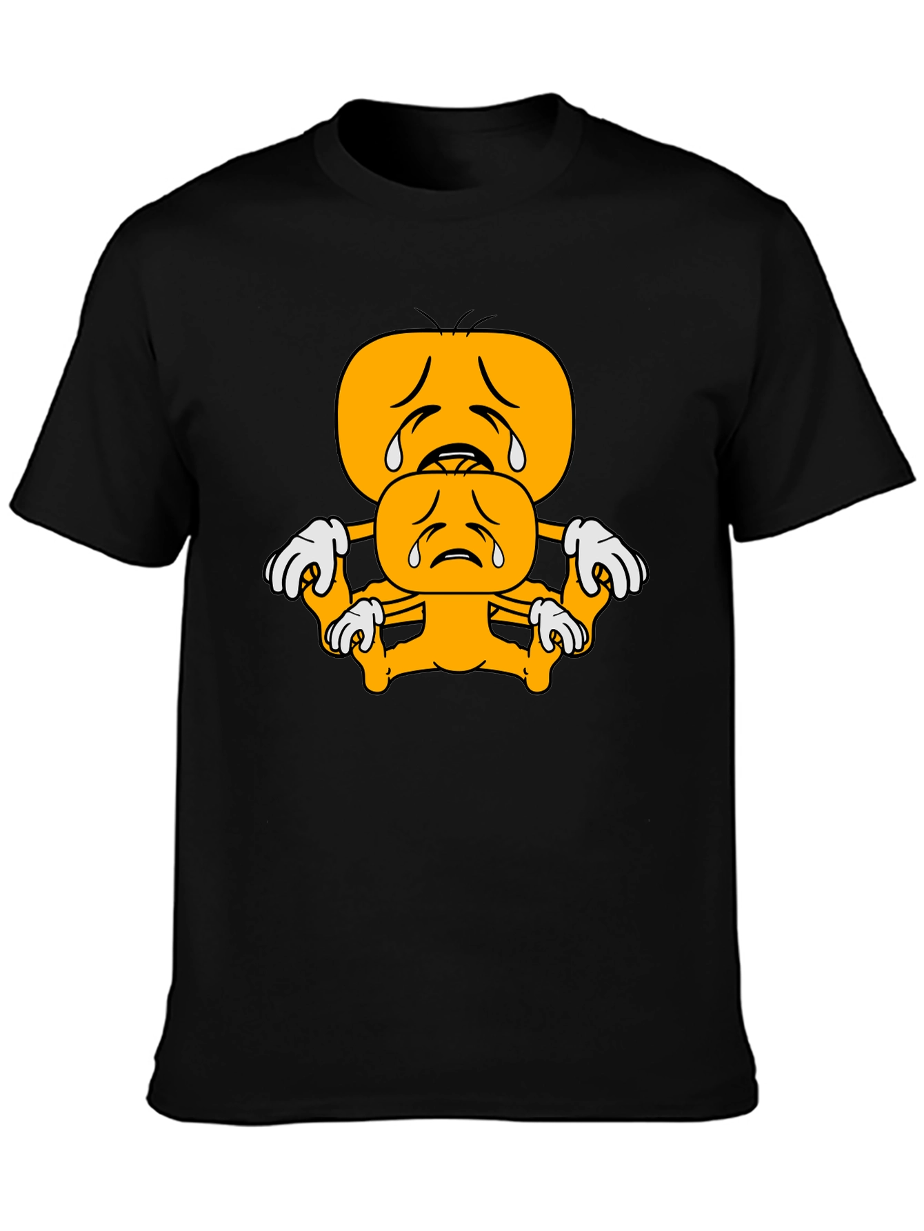 Sad Emoji Stack Black T-Shirt