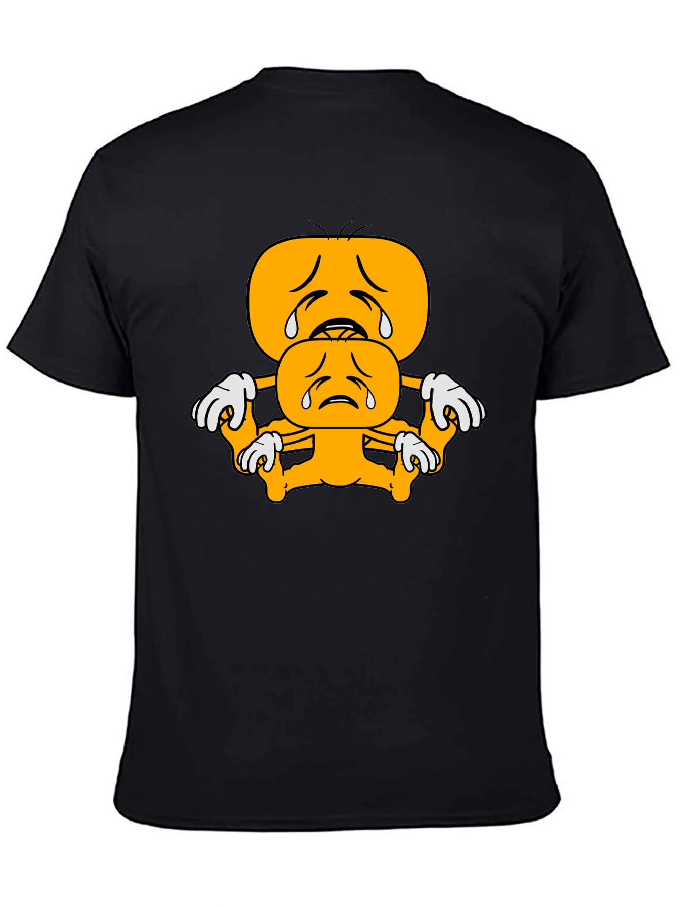 Sad Emoji Stack Black T-Shirt