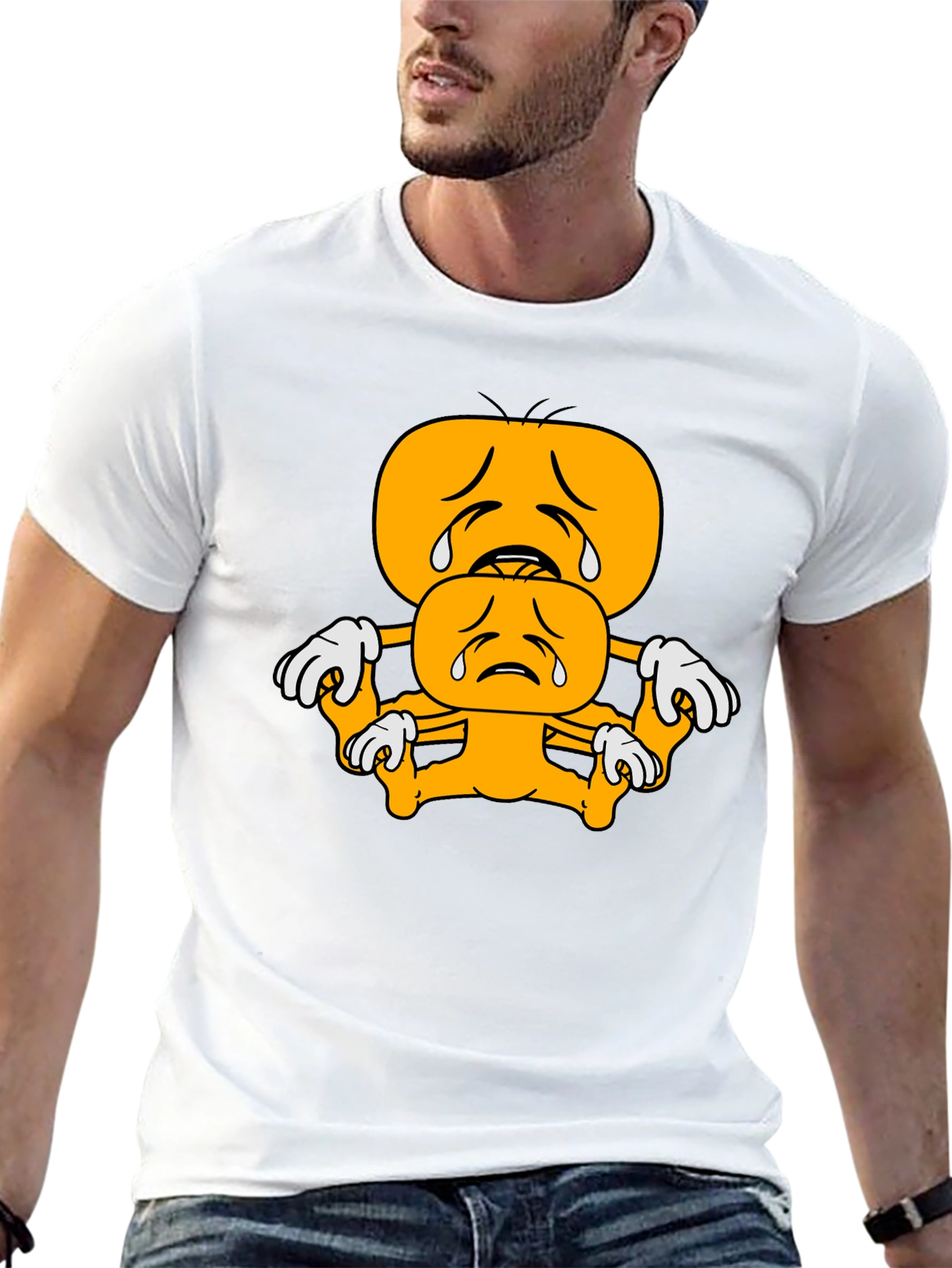 Sad Emoji Stack Black T-Shirt