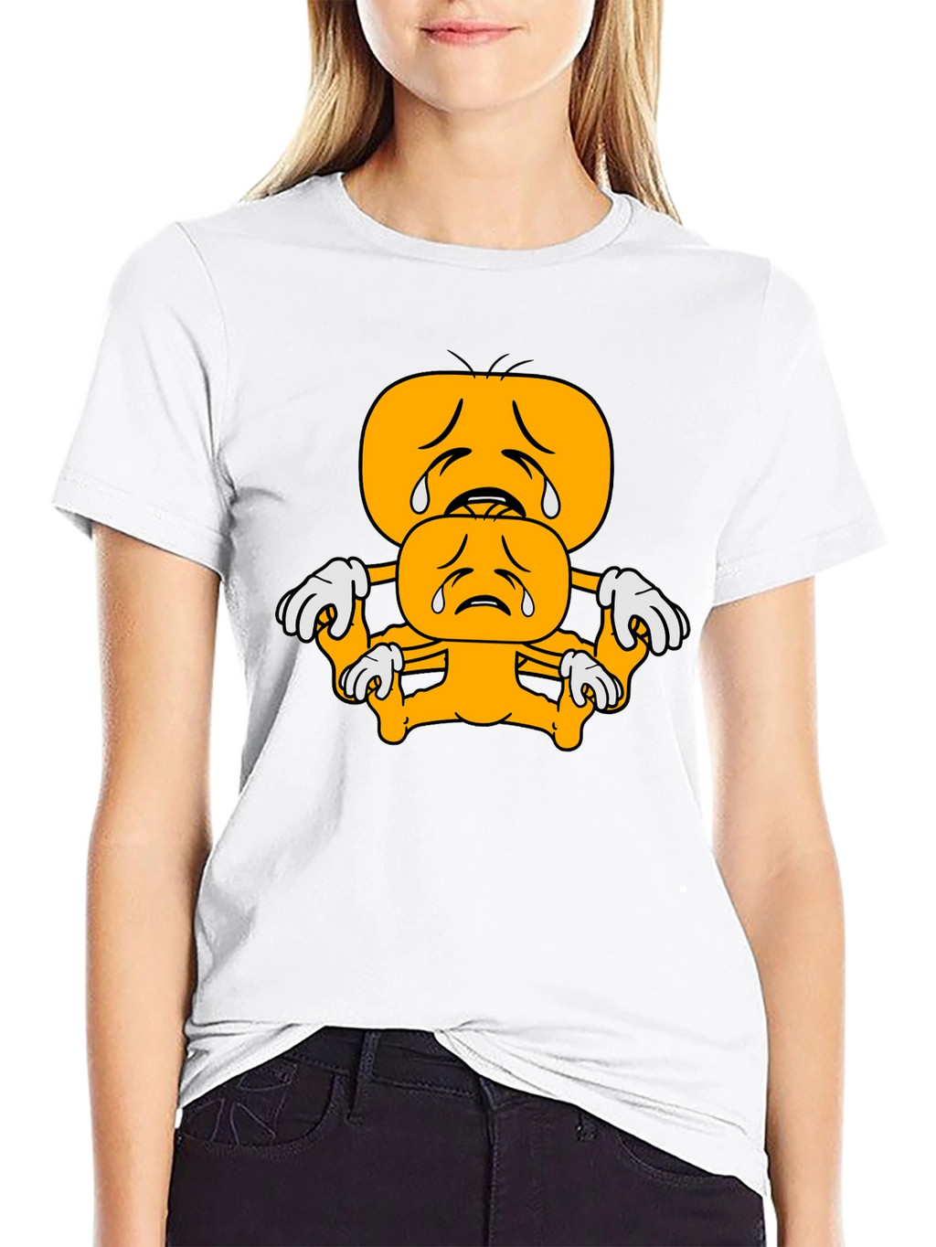 Sad Emoji Stack Black T-Shirt