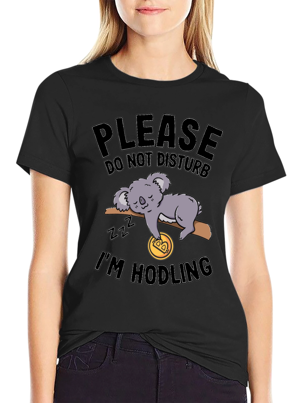 Funny Crypto Koala Hodler Black T-Shirt