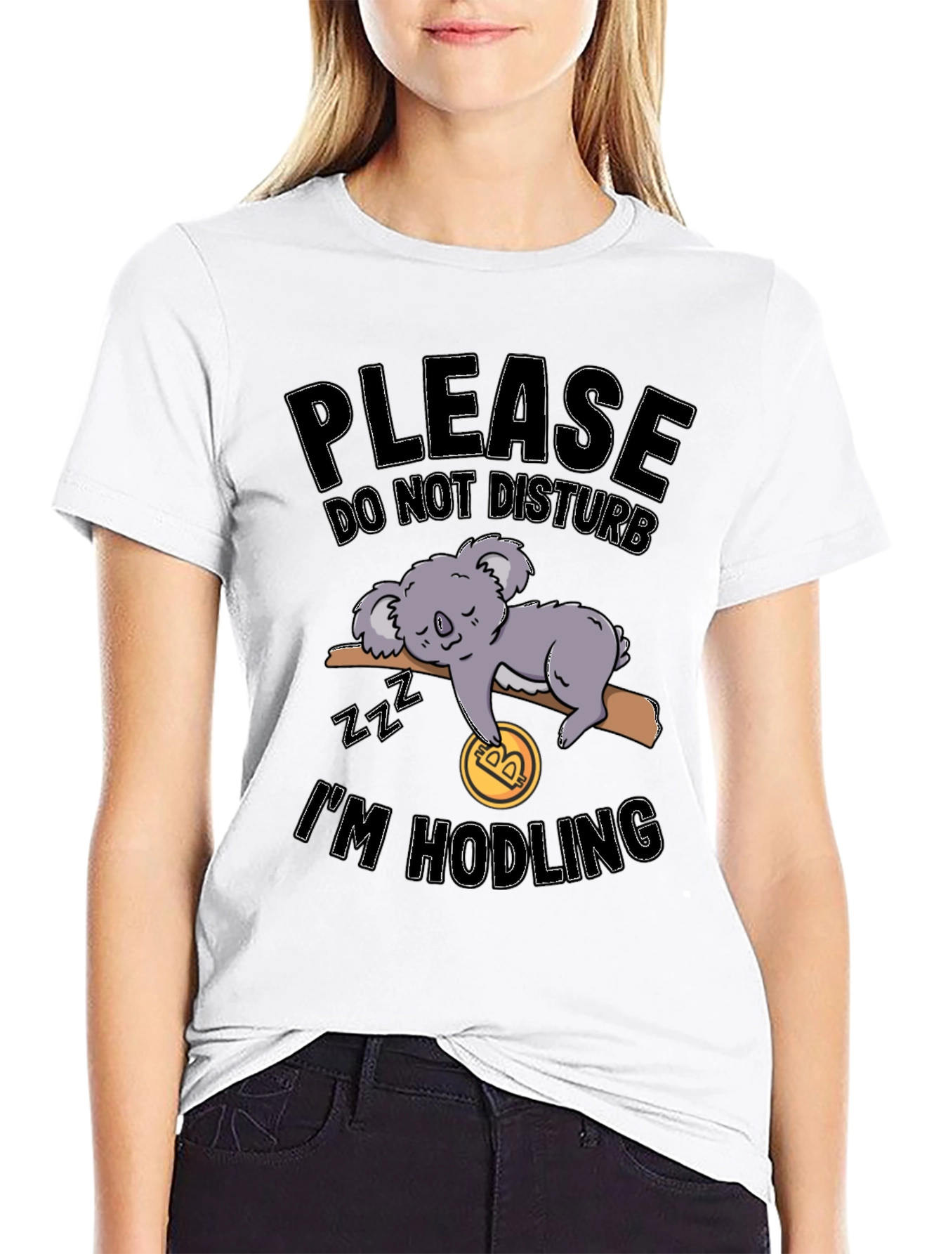 Funny Crypto Koala Hodler Black T-Shirt