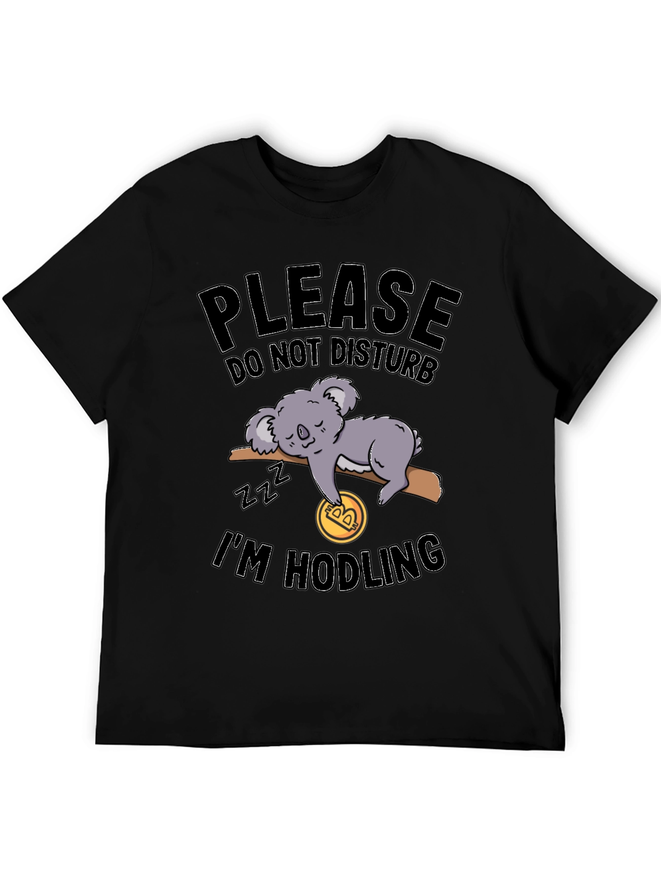 Funny Crypto Koala Hodler Black T-Shirt