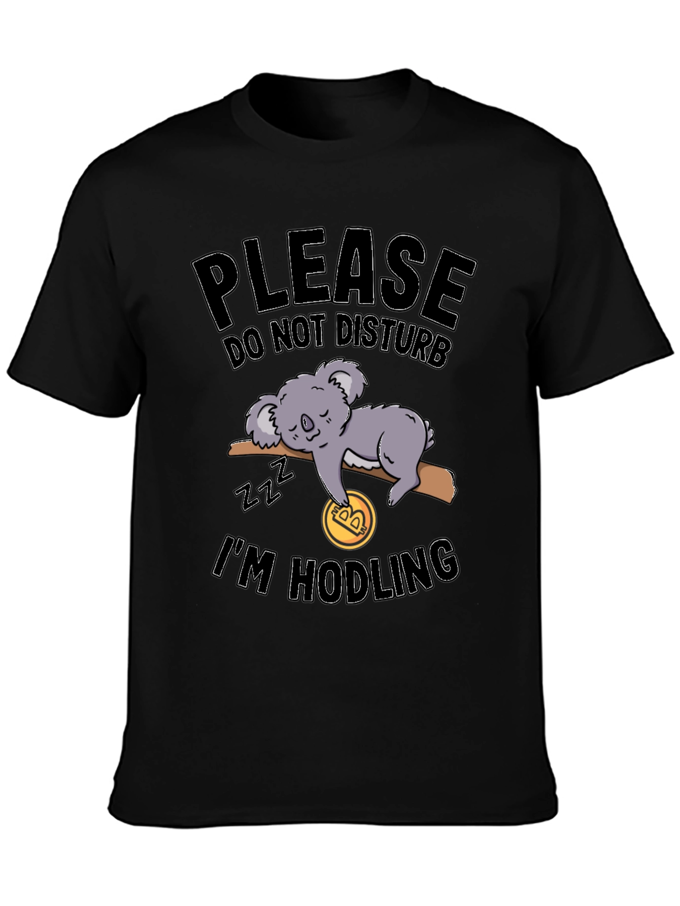 Funny Crypto Koala Hodler Black T-Shirt