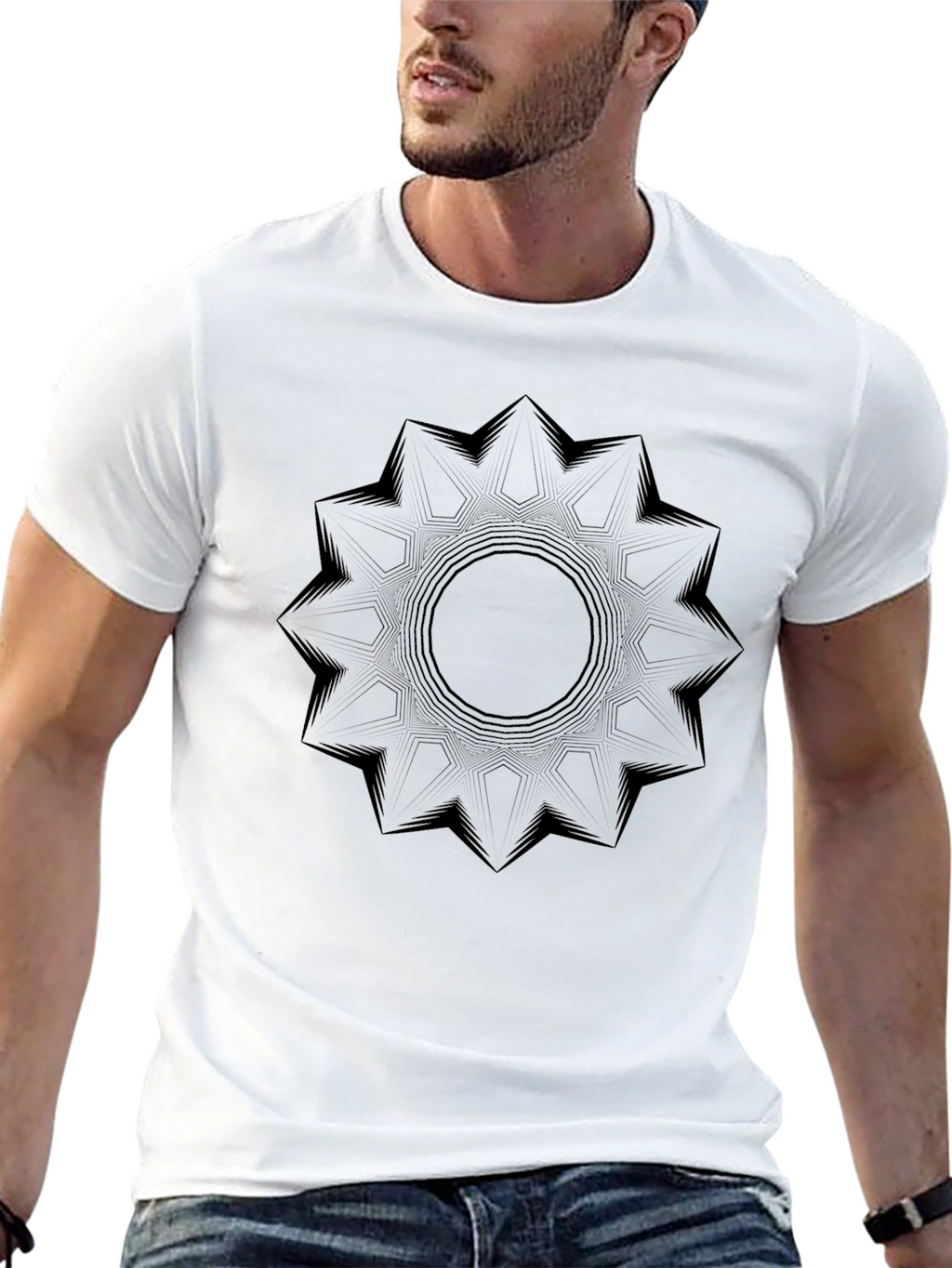 Geometric Mandala Black Graphic Tee