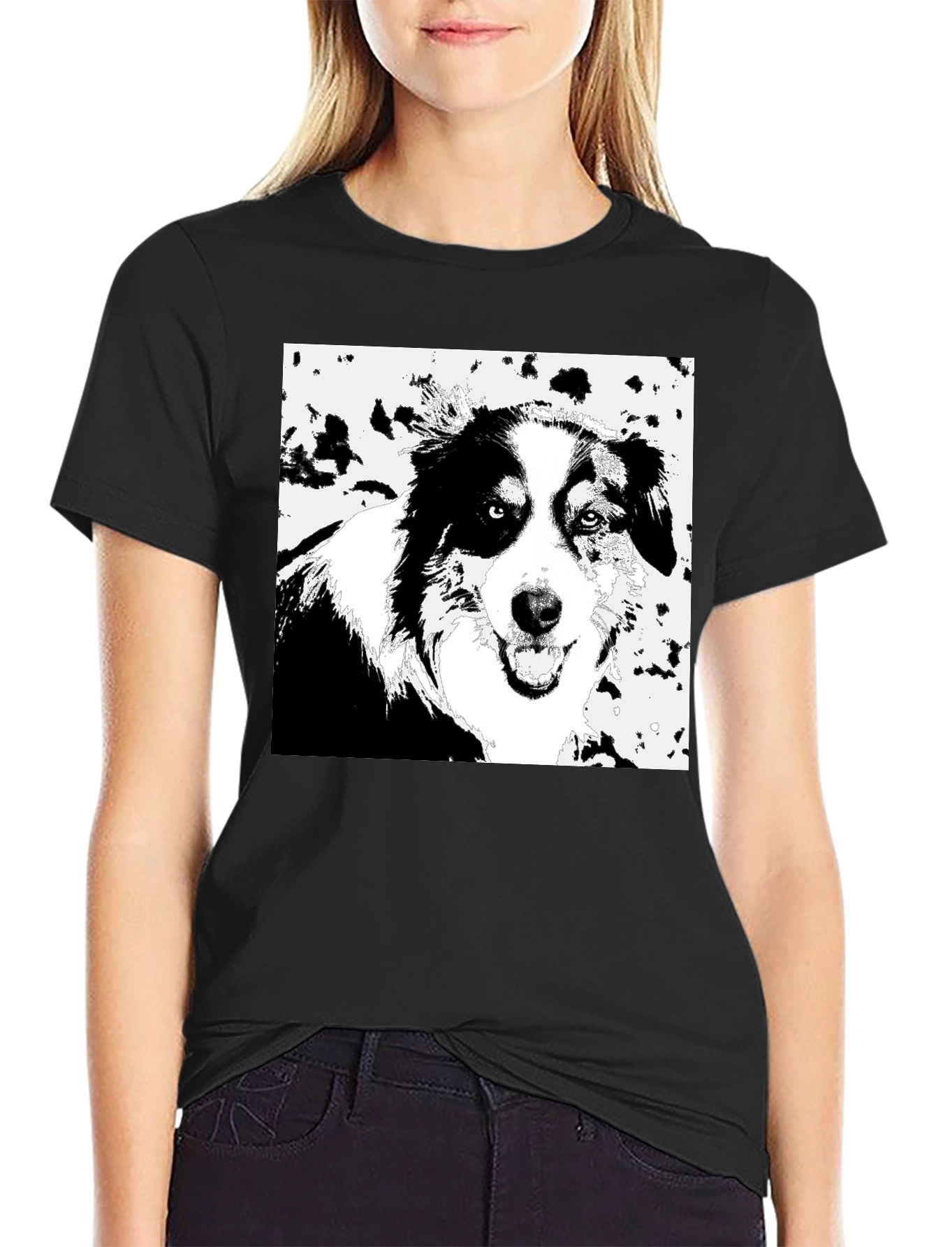 Dog Graphic Black T-Shirt - Unisex