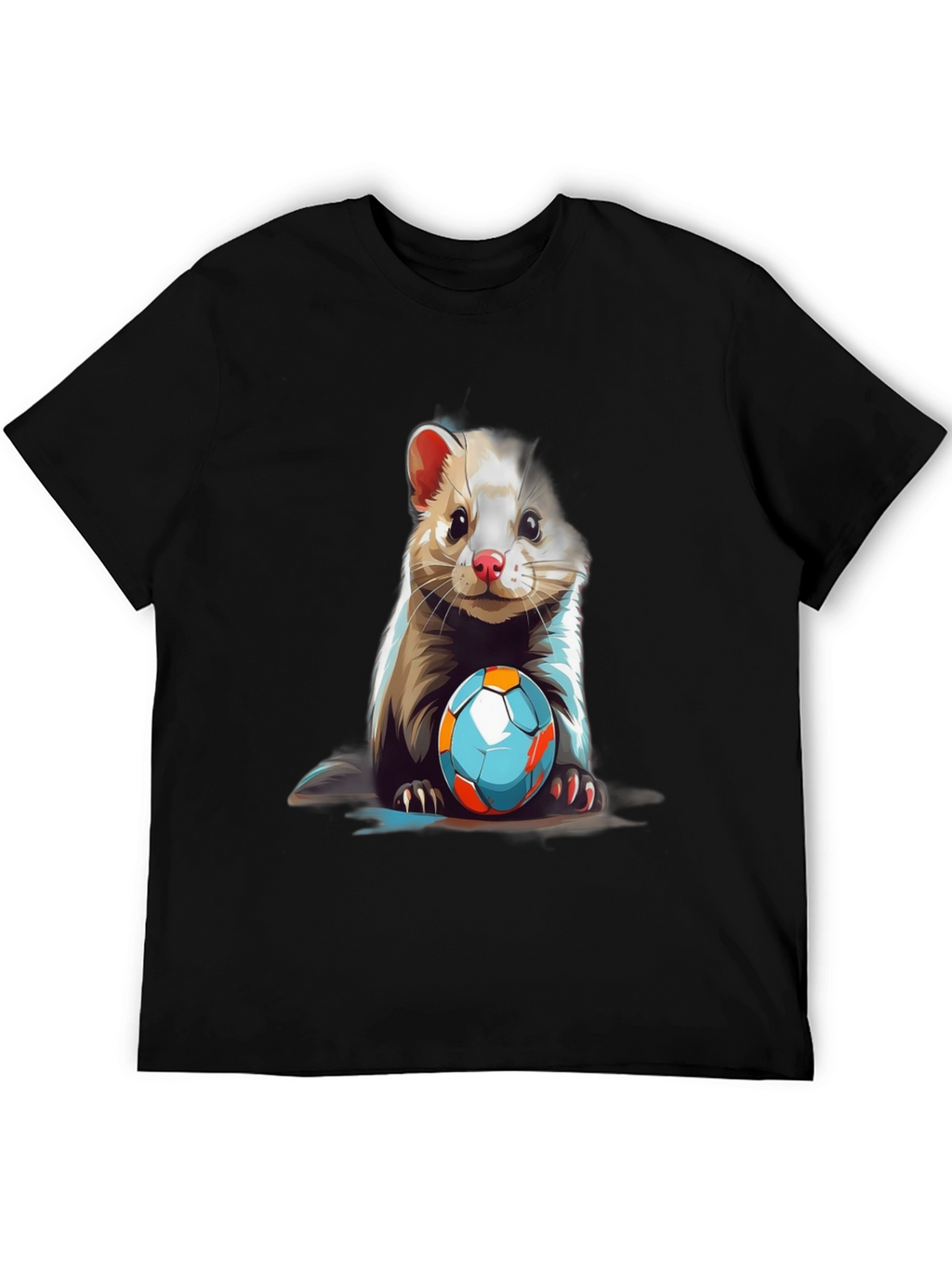 Ferret & Football Graphic Tee - Cute Animal Design